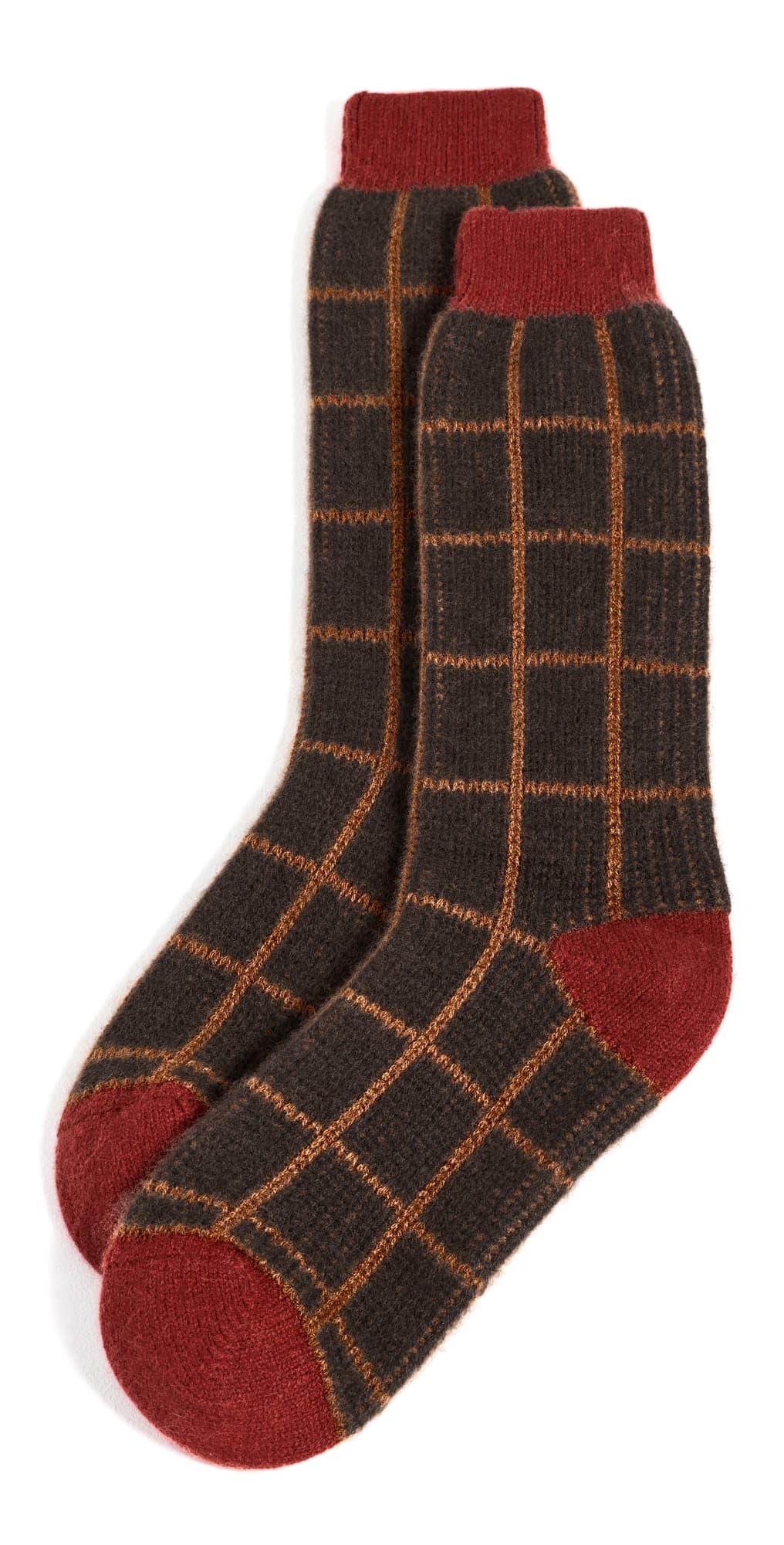 Guest in Residence The Checker Soft Knit Socks Burnt Cocoa Combo · One Size