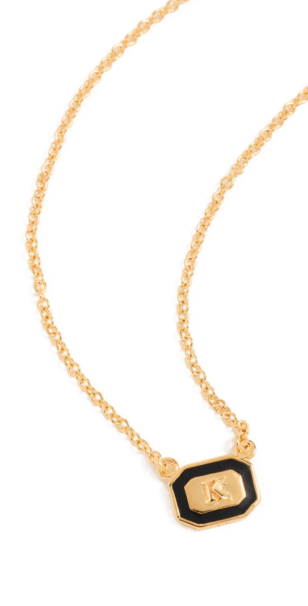 Gwen Beloti Initial Gold Block Pendant Necklace K
