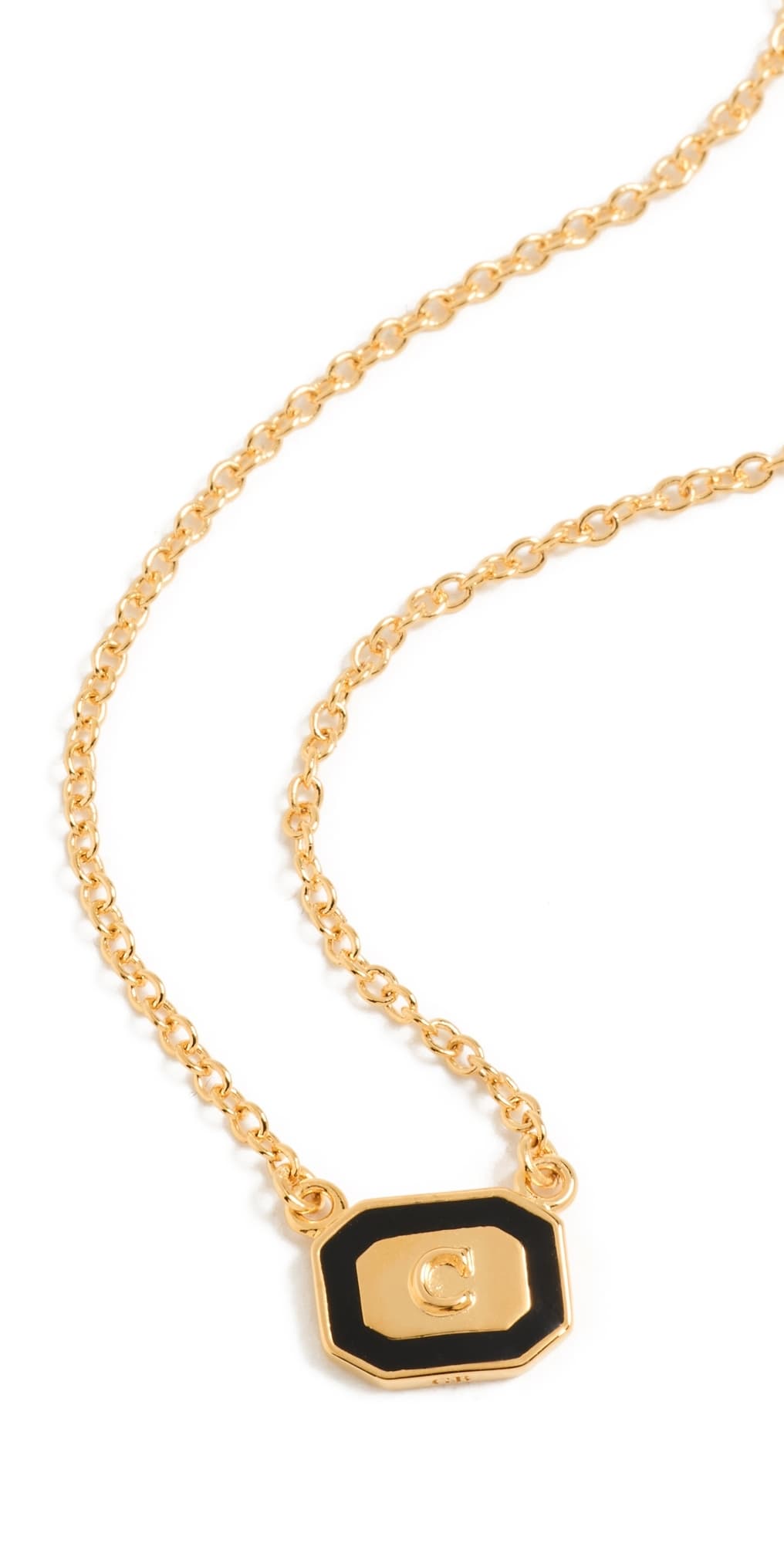Gwen Beloti Initial Gold Block Pendant Necklace C