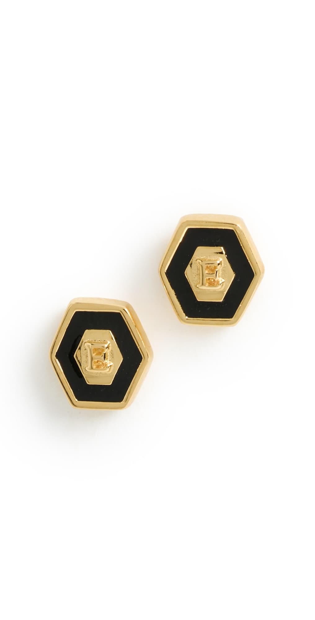 Gwen Beloti Initial Hex Stud Earrings E