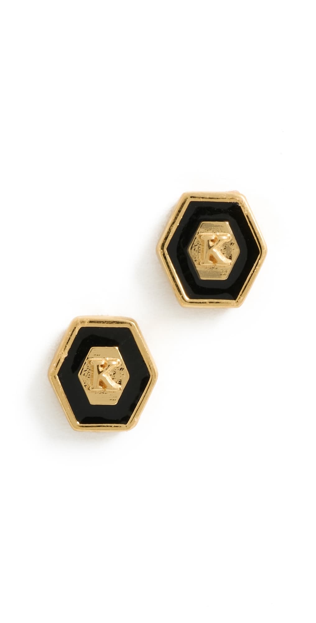 Gwen Beloti Initial Hex Stud Earrings K · One Size