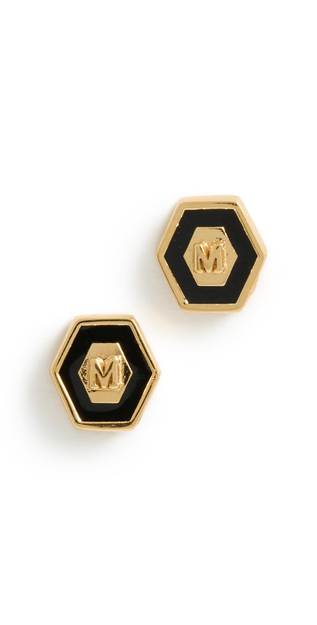 Gwen Beloti Initial Hex Stud Earrings M