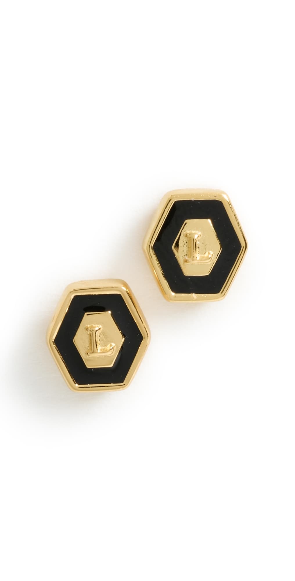 Gwen Beloti Initial Hex Stud Earrings L · One Size