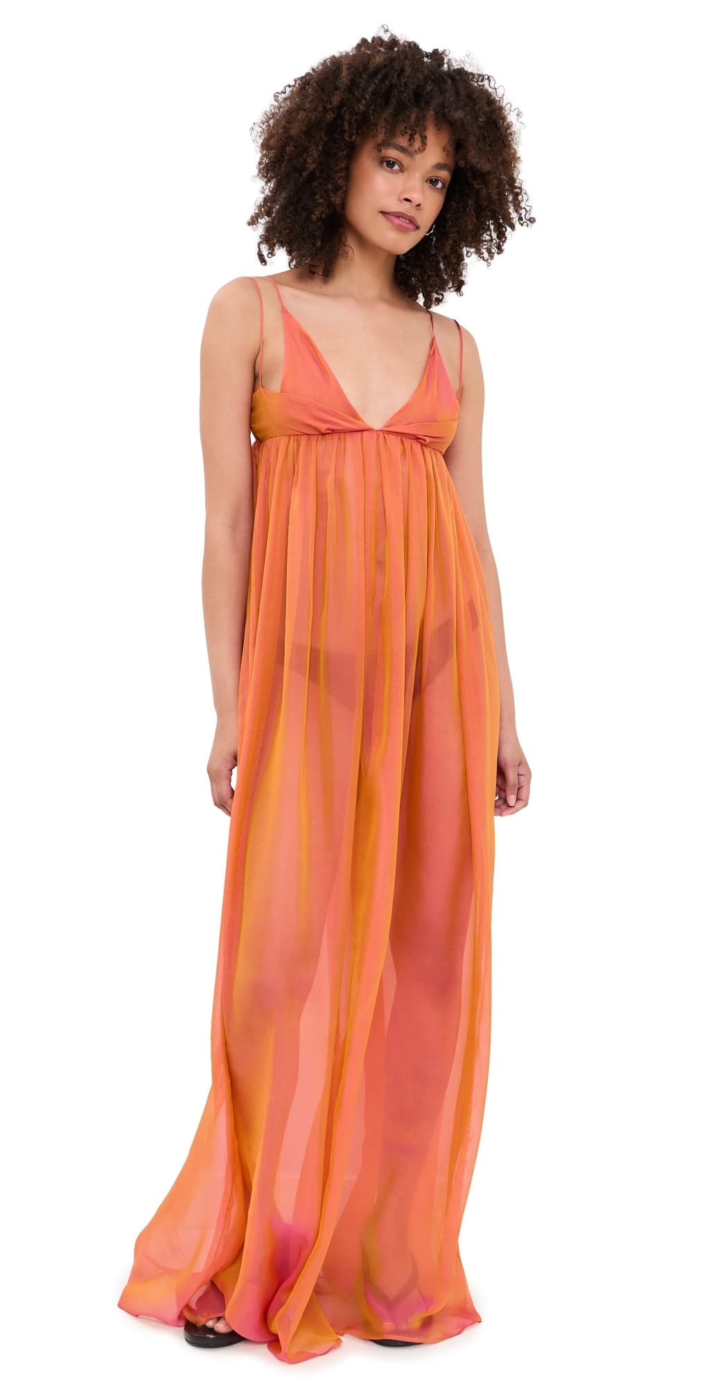 House of Aama Anancy Iridescent Silk Maxi Dress Orange