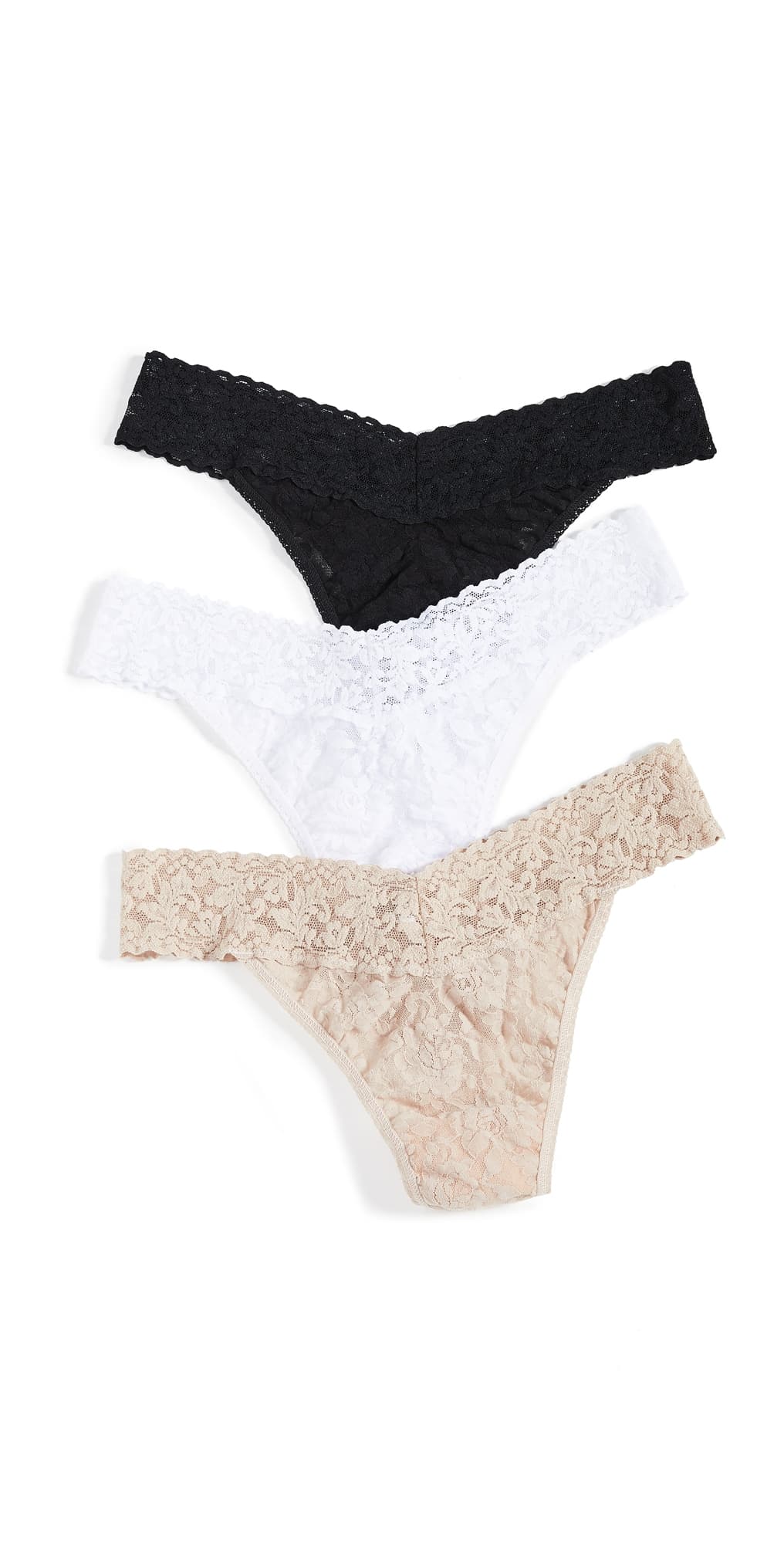 Hanky Panky Signature Lace Original Rise Thong 3 Pack Black/White/Chai · One Size