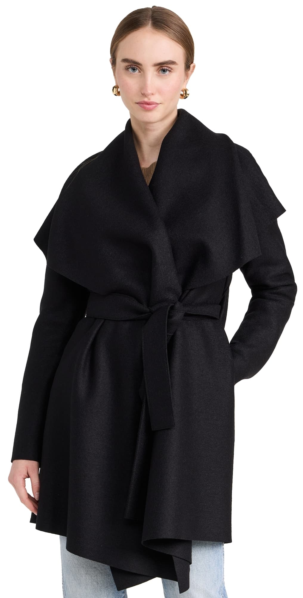 Harris Wharf London Blanket Coat Pressed Wool Black