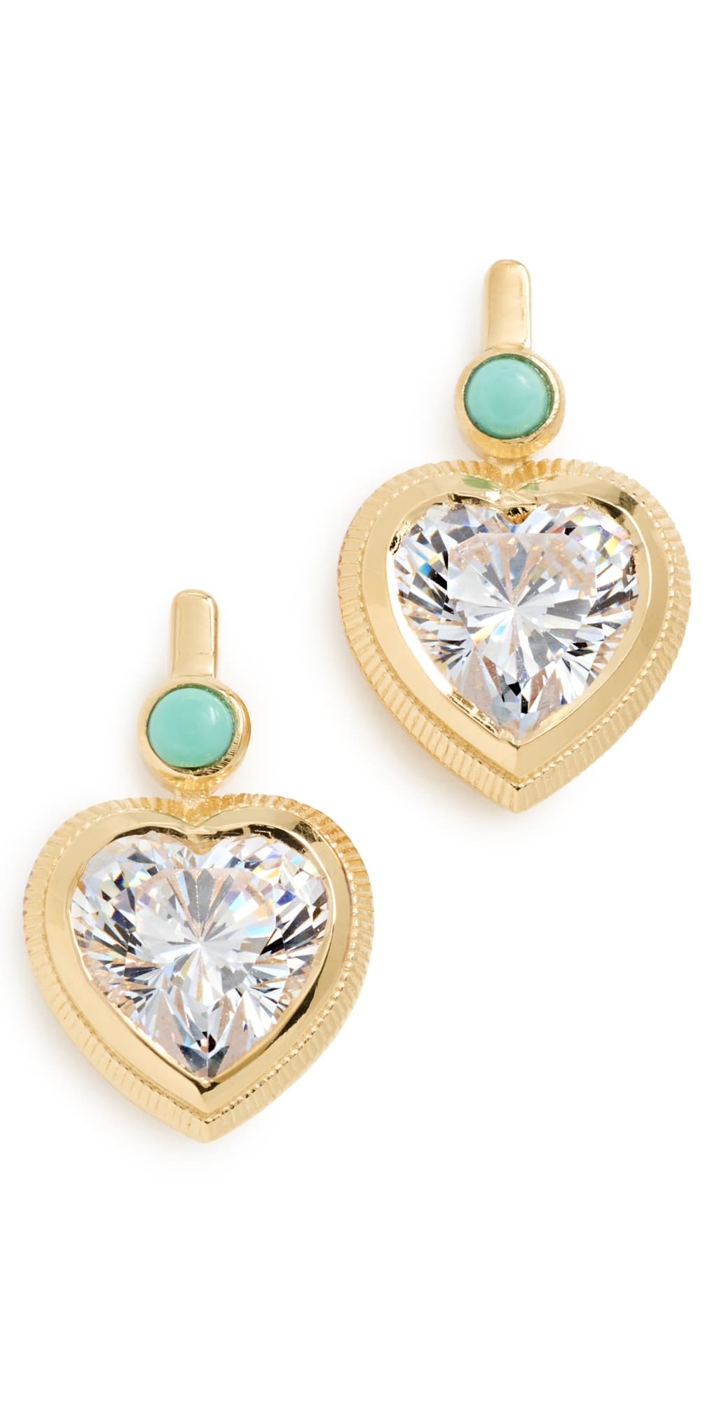HART Bezel Heart Earrings with Turquoise Gold/Turquoise