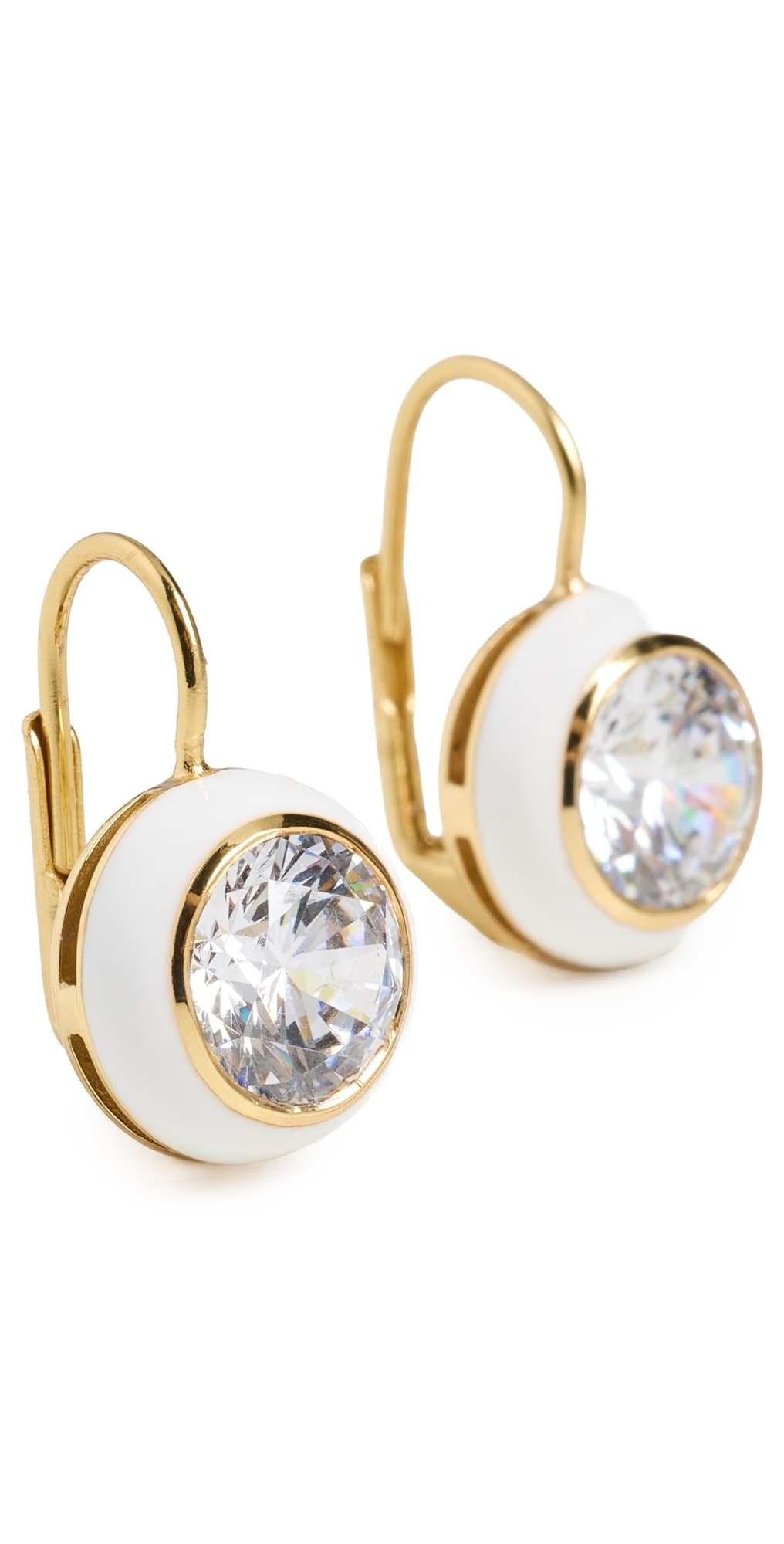 HART Enamel Bezel Drop Earrings White