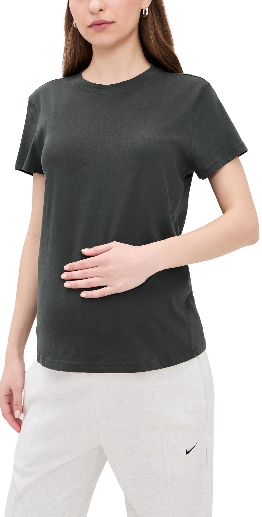HATCH The Washed Cotton Crew Neck Tee Washed Black