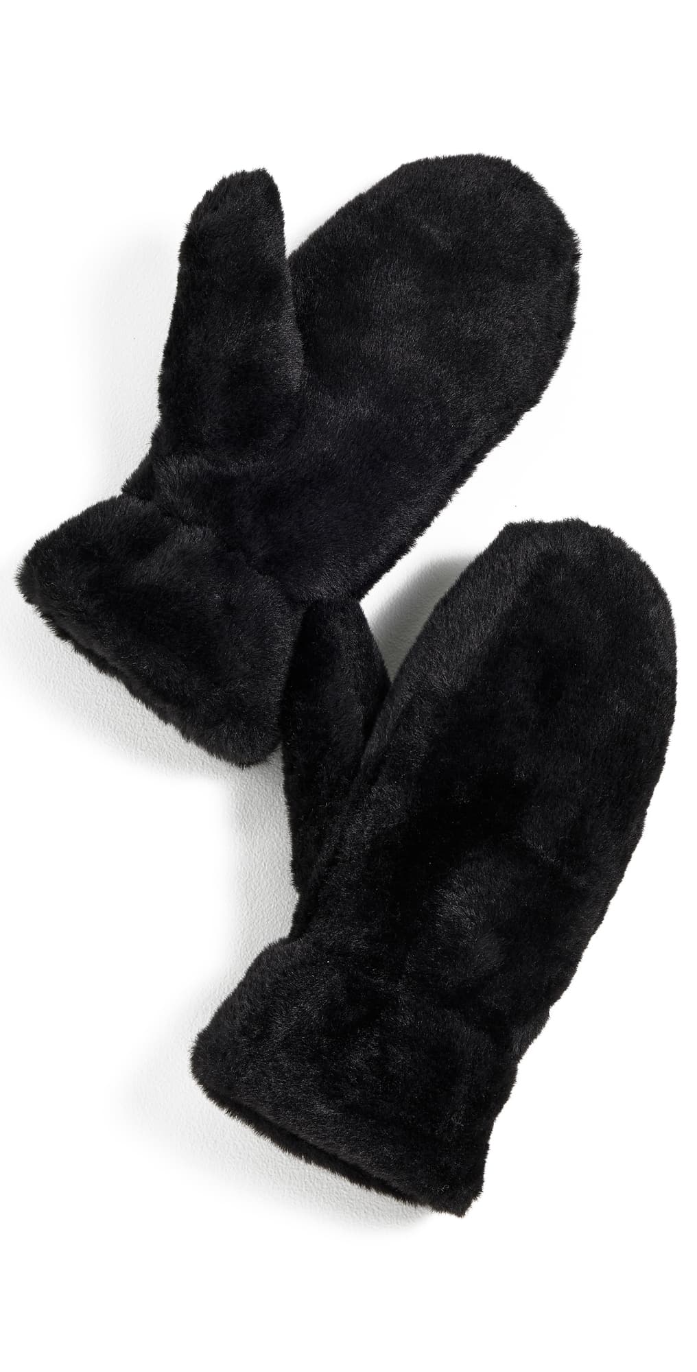 Hat Attack Faux Fur Mittens Black · One Size
