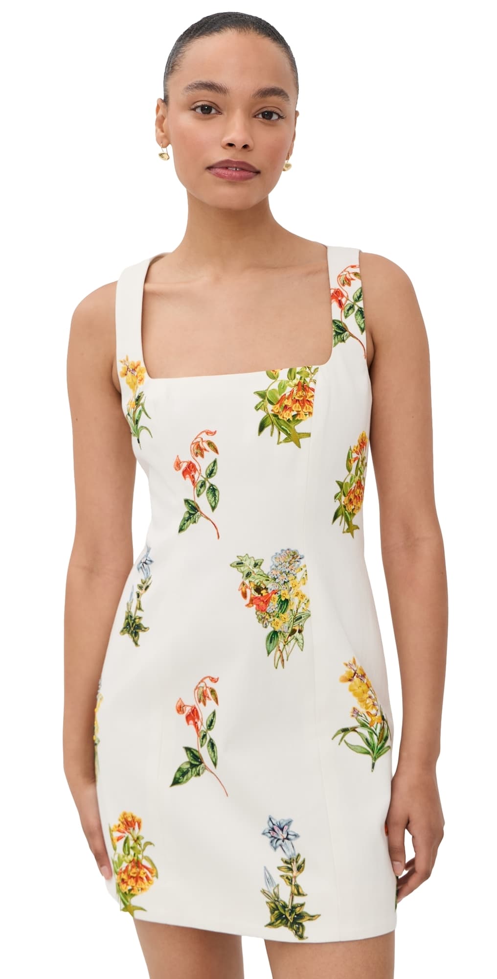 Hemant and Nandita Floral Square Neck Mini Dress White