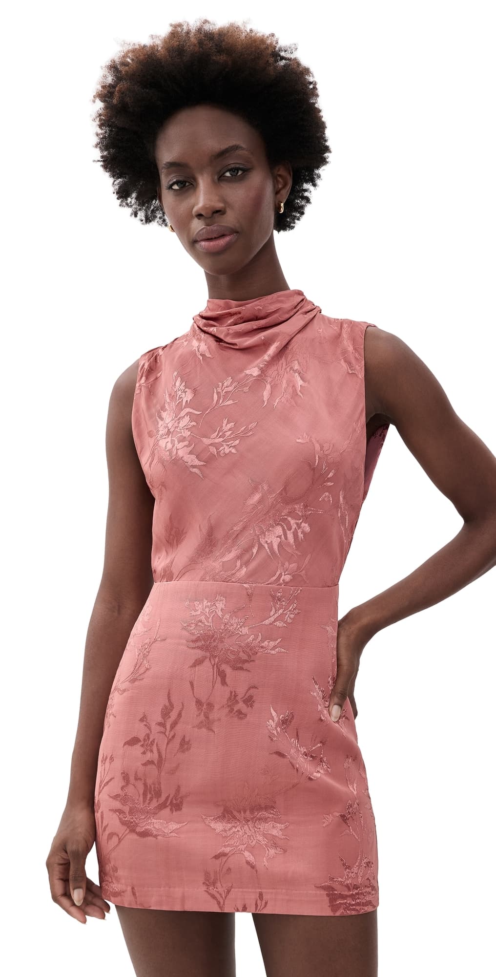 Hemant and Nandita Cowl Mini Dress Coral