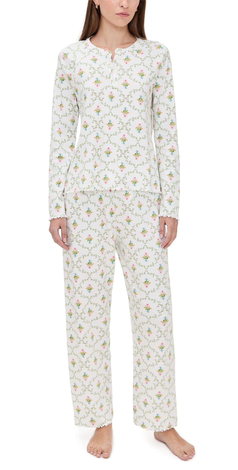 Hill House Home The Olivia Pants Pajama Set Pastel Trellis