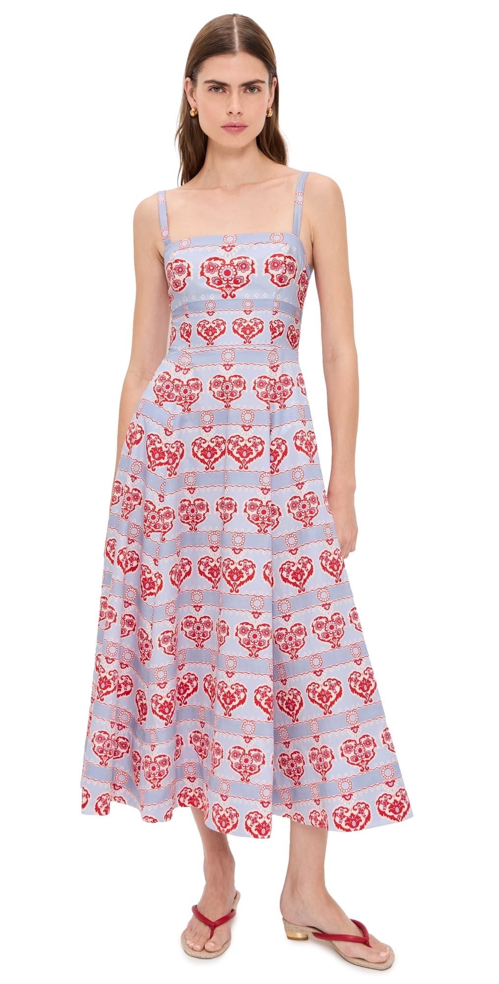 Hill House Home The Margot Dress Poppy Damask Stripe