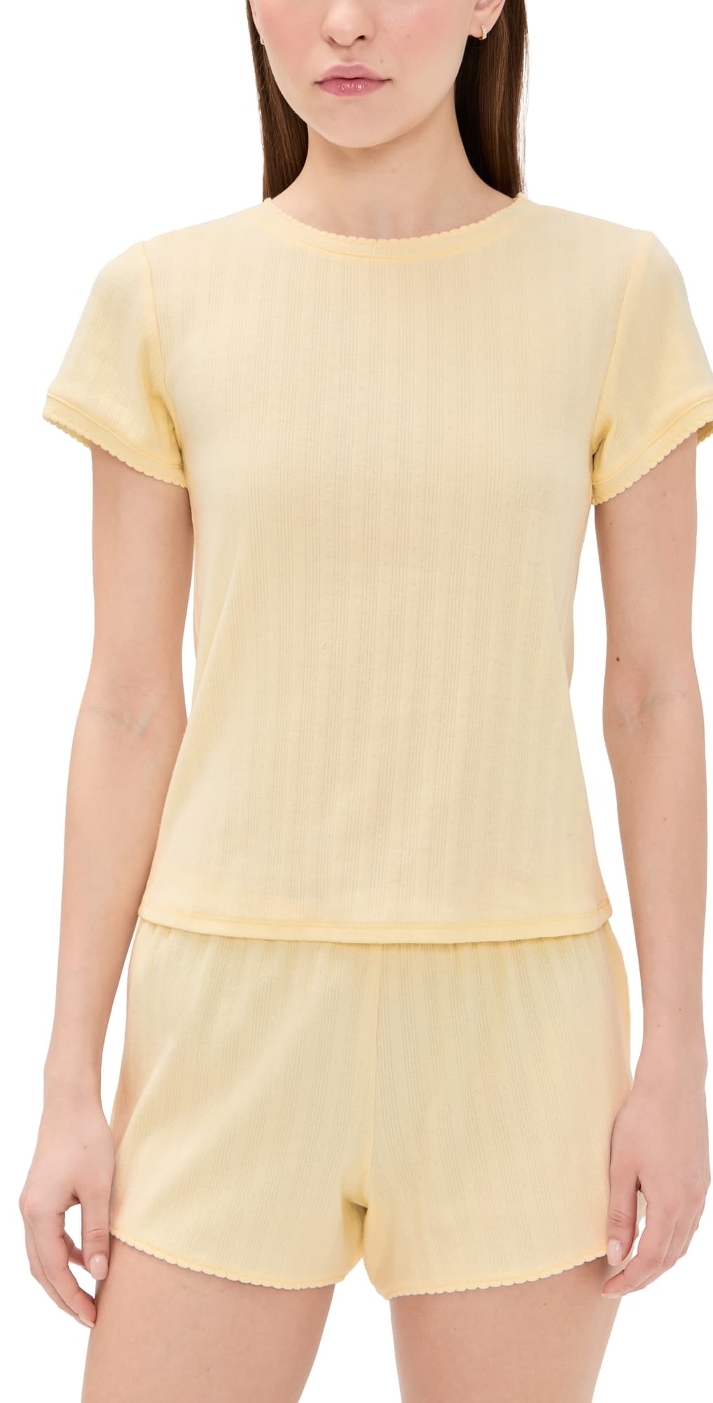Hill House Home The Coco Pointelle Pajama Set Butter Yellow