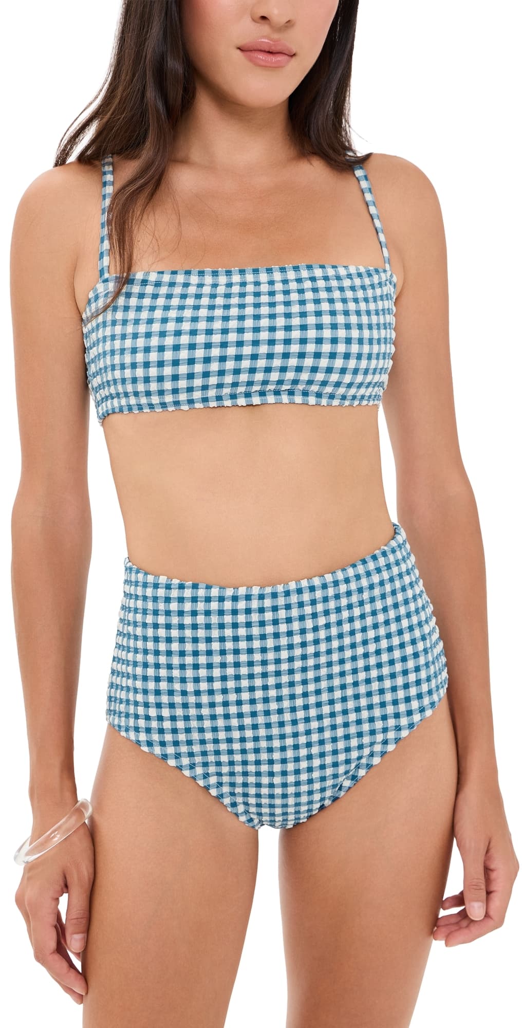Hill House Home The Juno Two Piece Bikini Set Teal Gingham