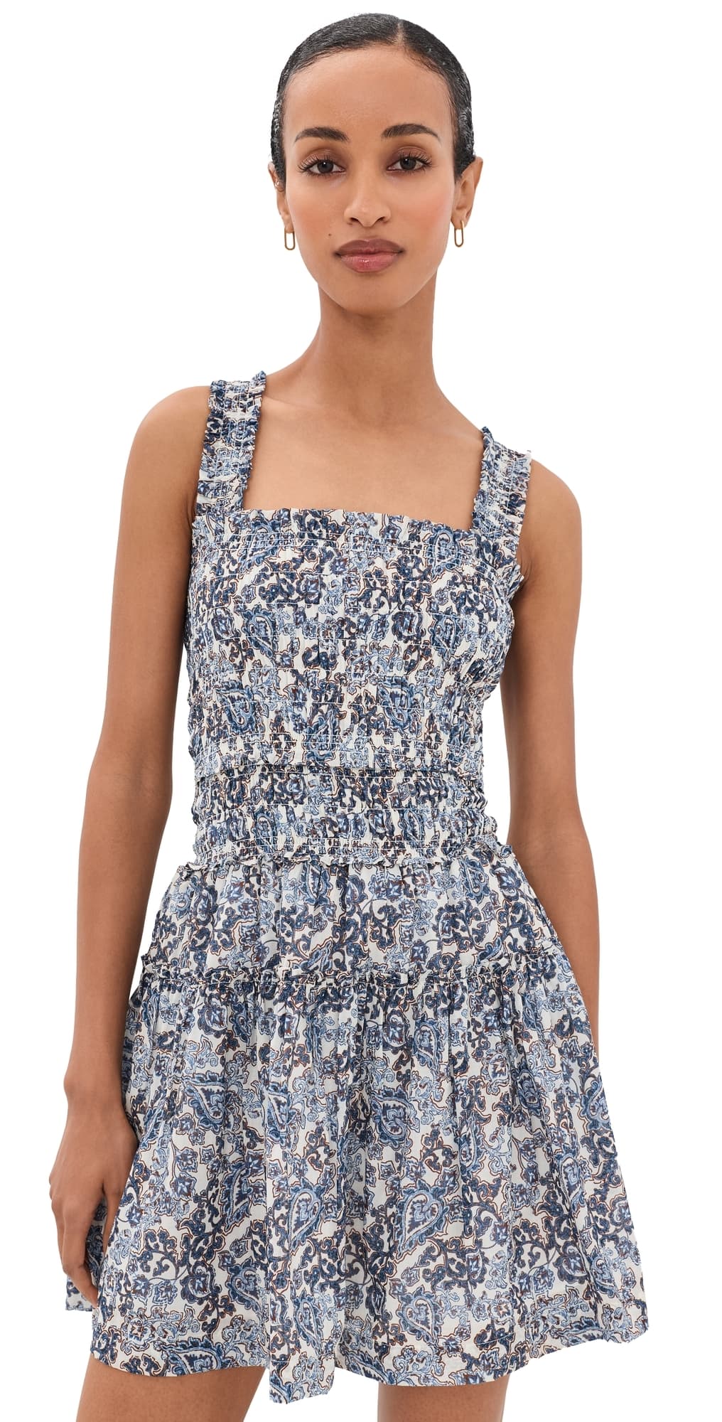 Hill House Home The Azalea Mini Nap Dress Paisley Floral Block/Blue