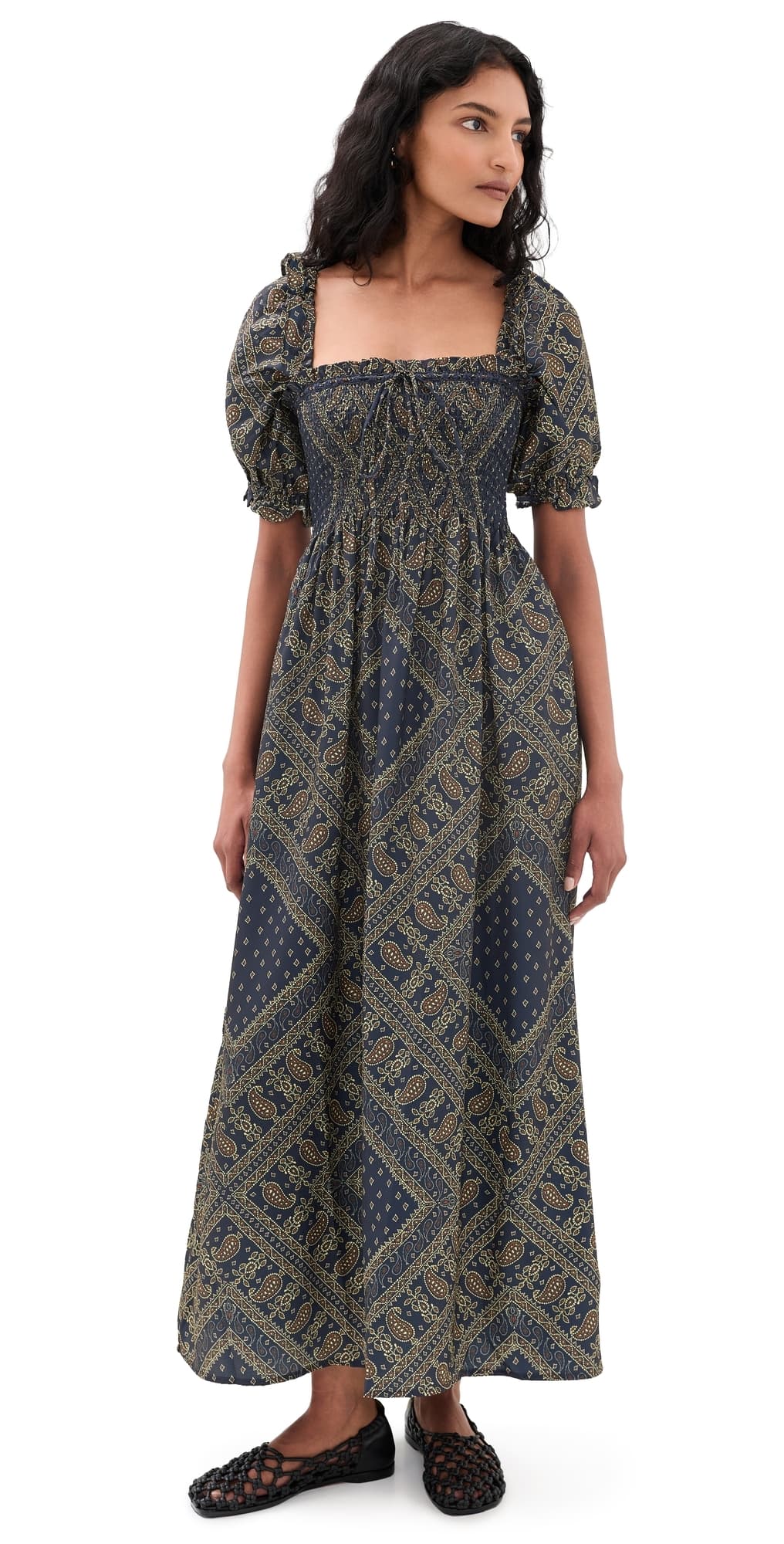 Hill House Home The Scarlett Midi Nap Dress Gemstone Scarf/Navy
