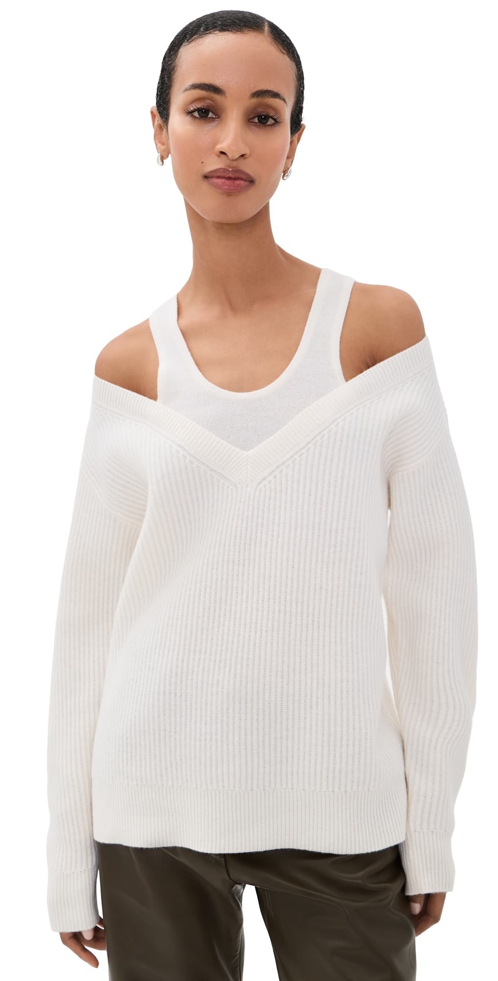 Helmut Lang Double Layered Wool Sweater Ivory