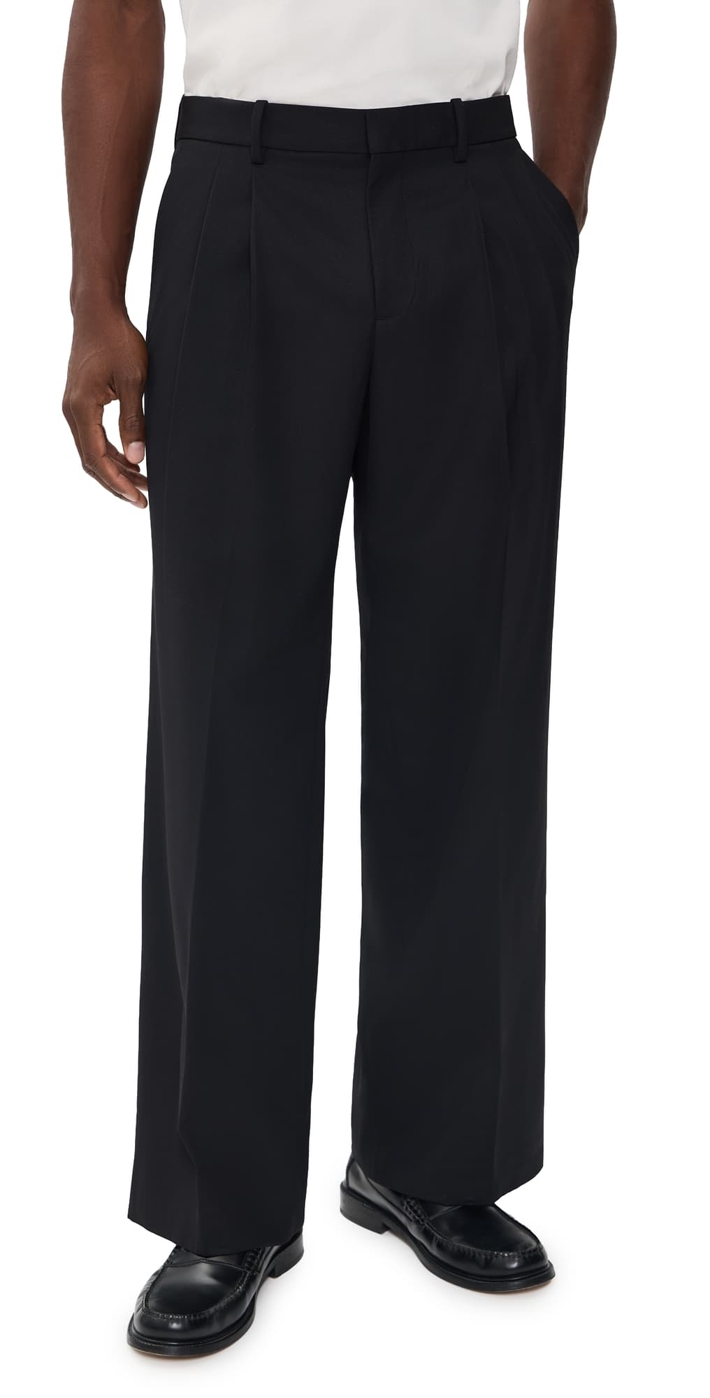 Helmut Lang Double Pleated Gabardine Trousers Black