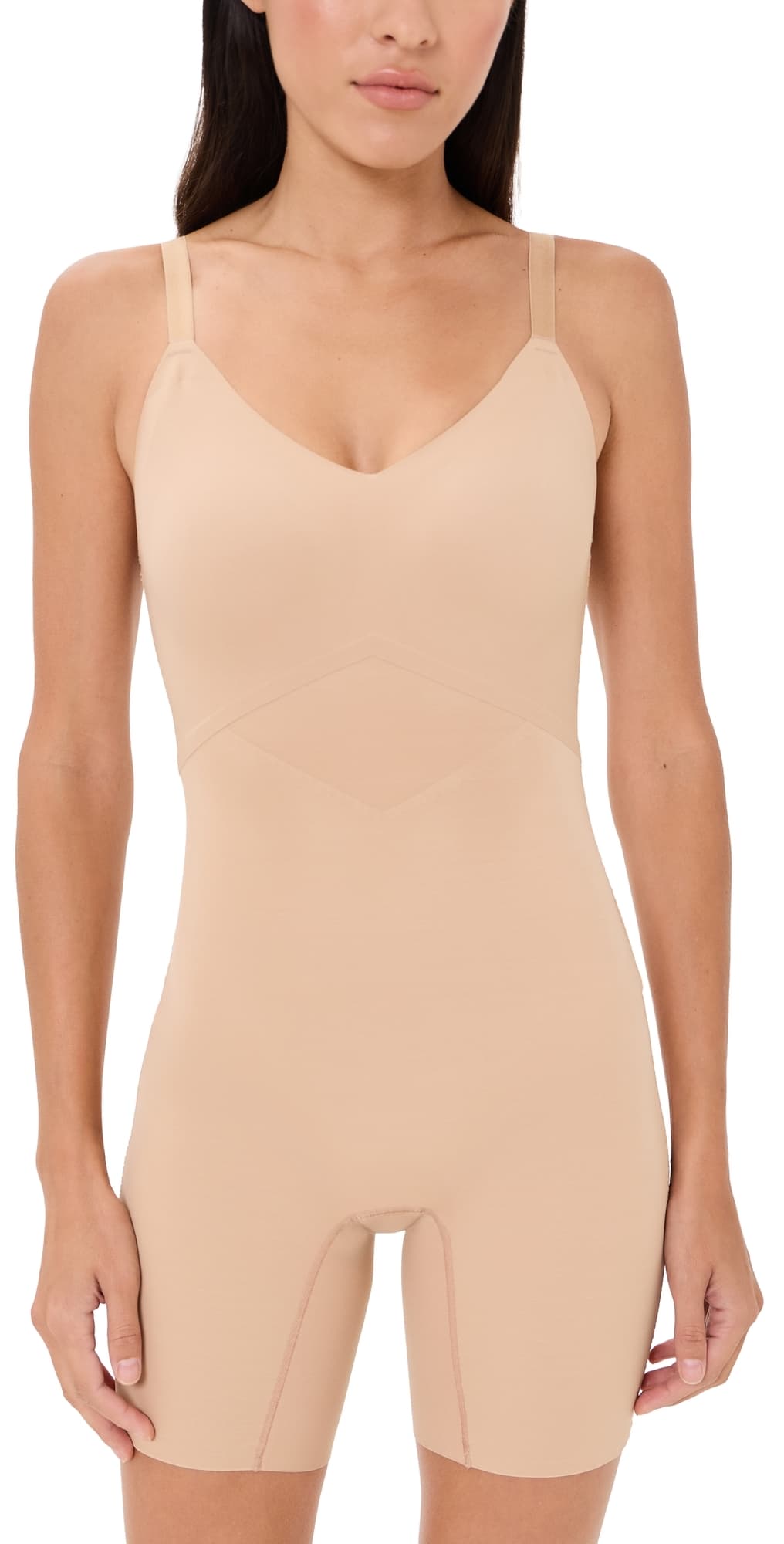 Honeylove Superpower Mid-Thigh Bodysuit Sand