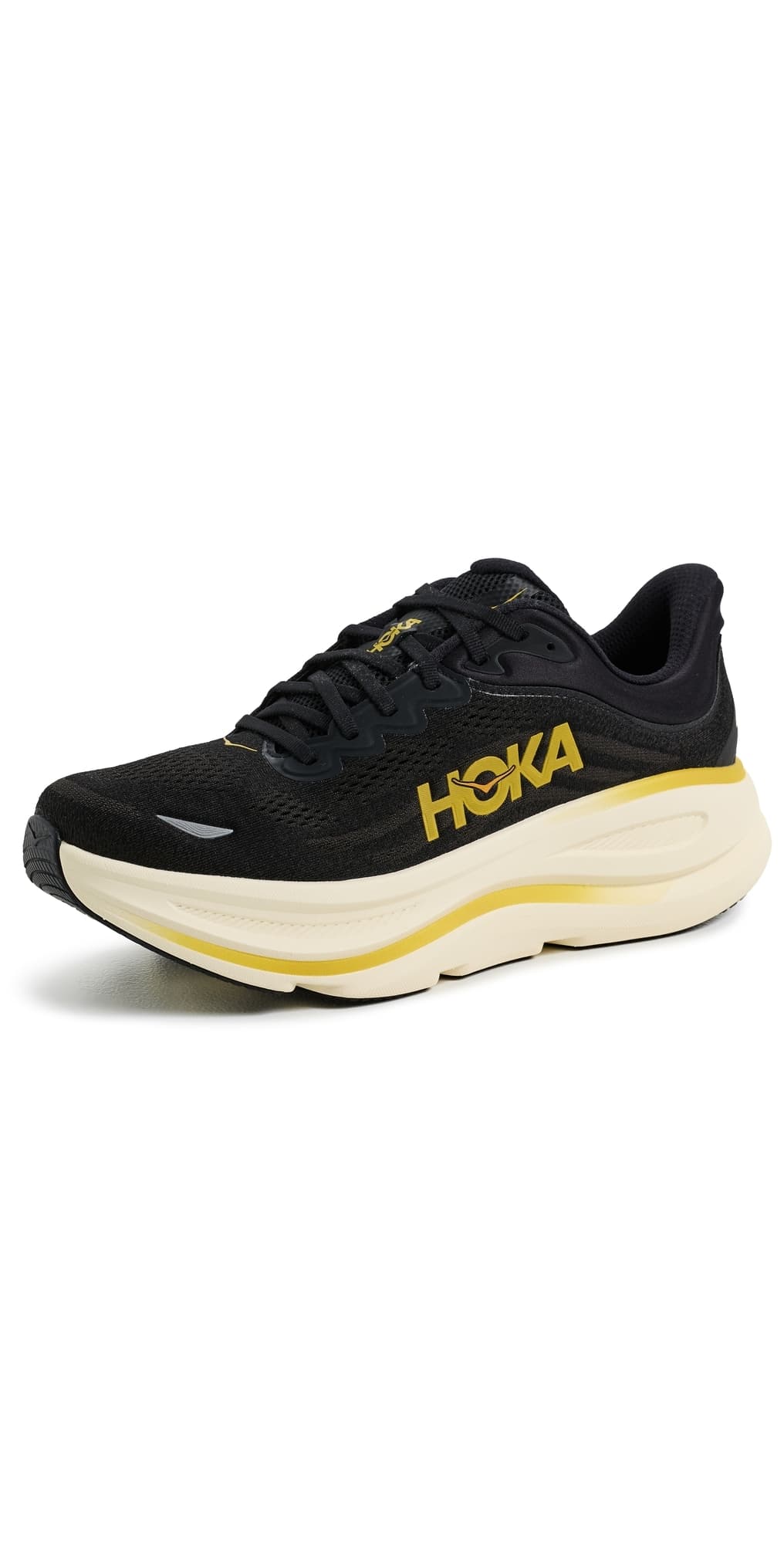HOKA Bondi 9 Sneakers Carbon Black/Yellow Gold