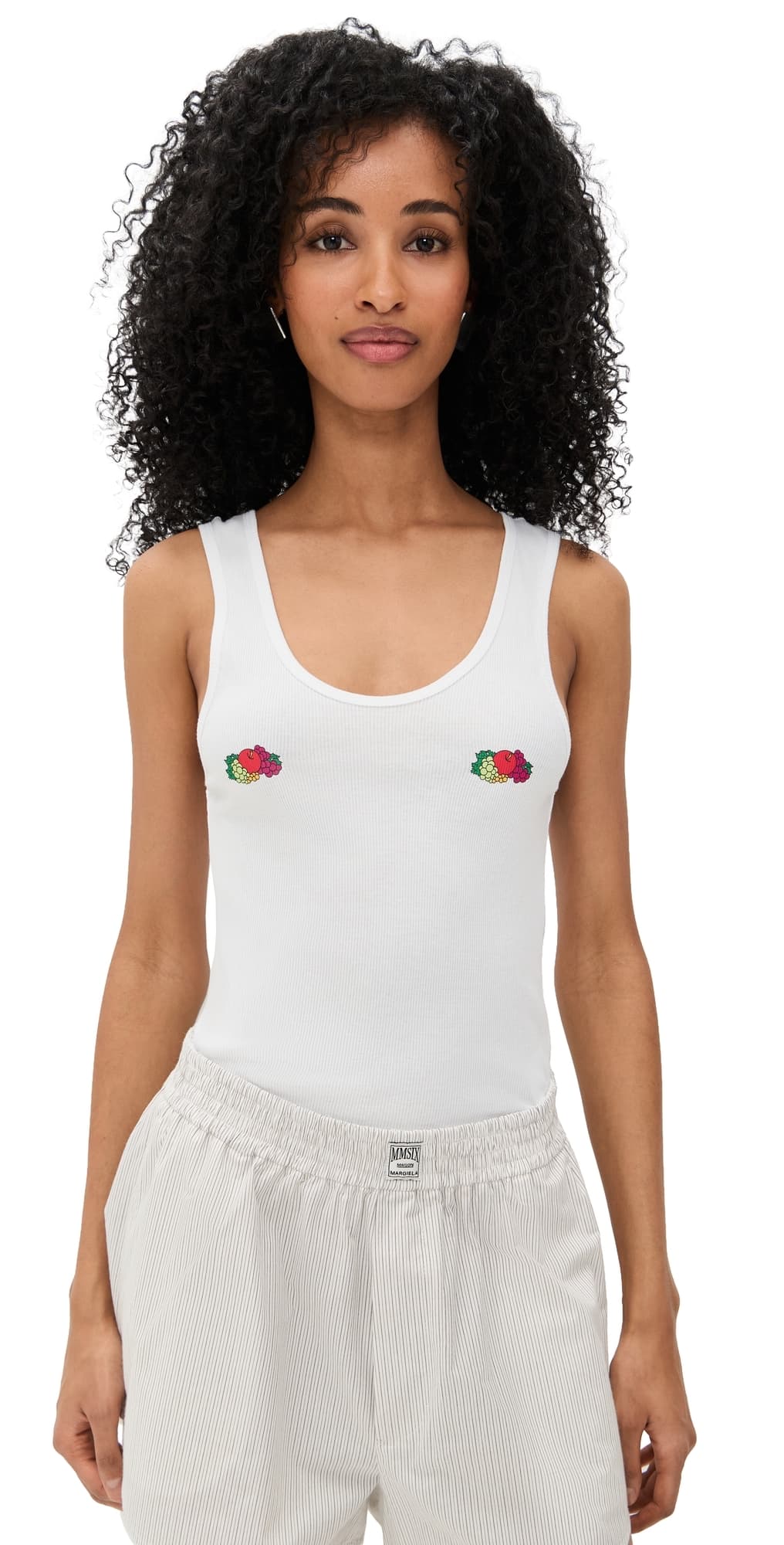HOMMEGIRLS Homme Girls X Fruit of The Loom Classic Tank with Double Logo White w/ Fruit Clusters