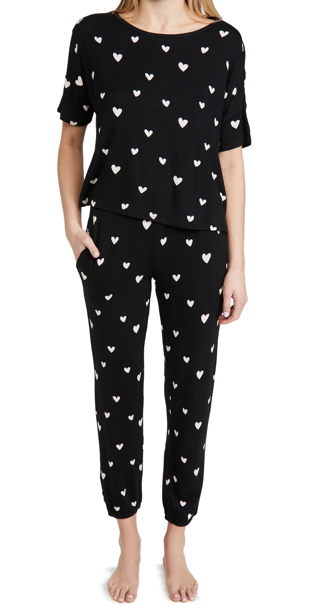 HONEYDEW Sun Lover Lounge Set Black Hearts