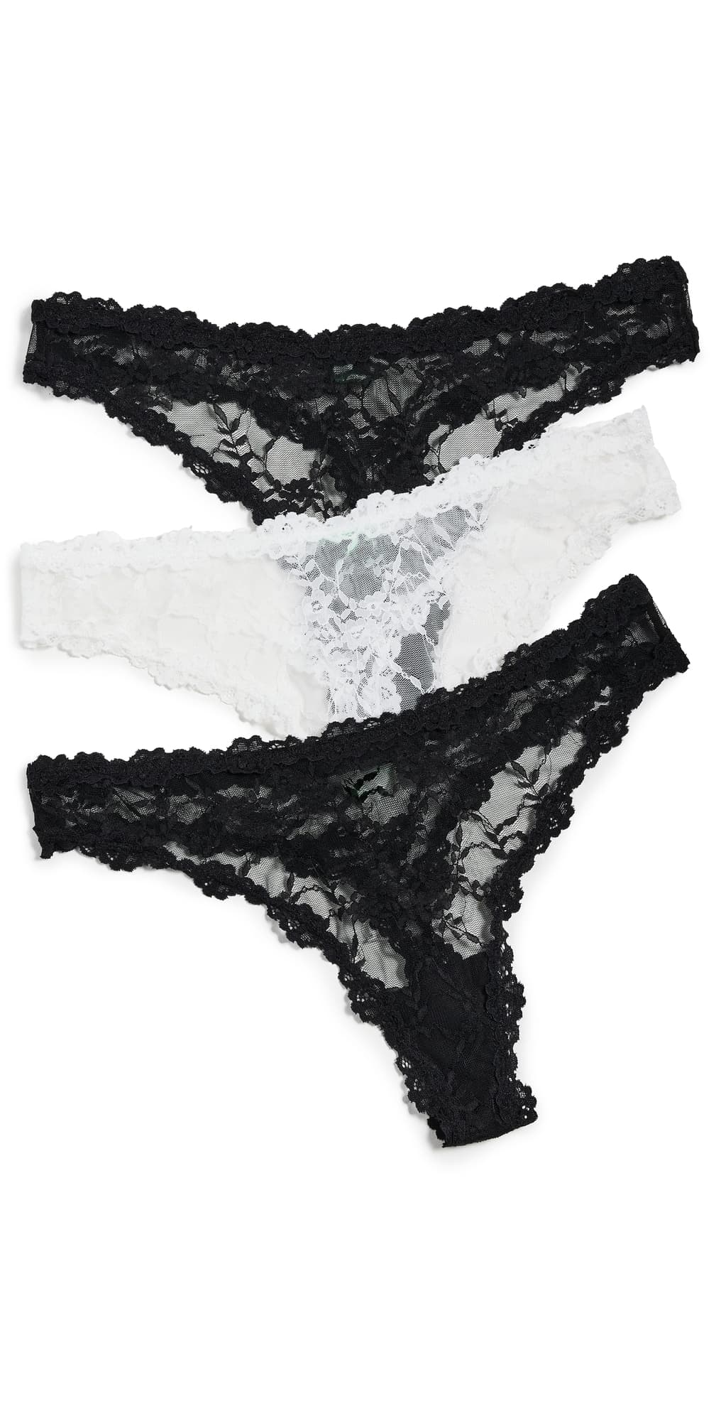HONEYDEW Maria Lace Thong 3 Pack Black/Ivory/Black