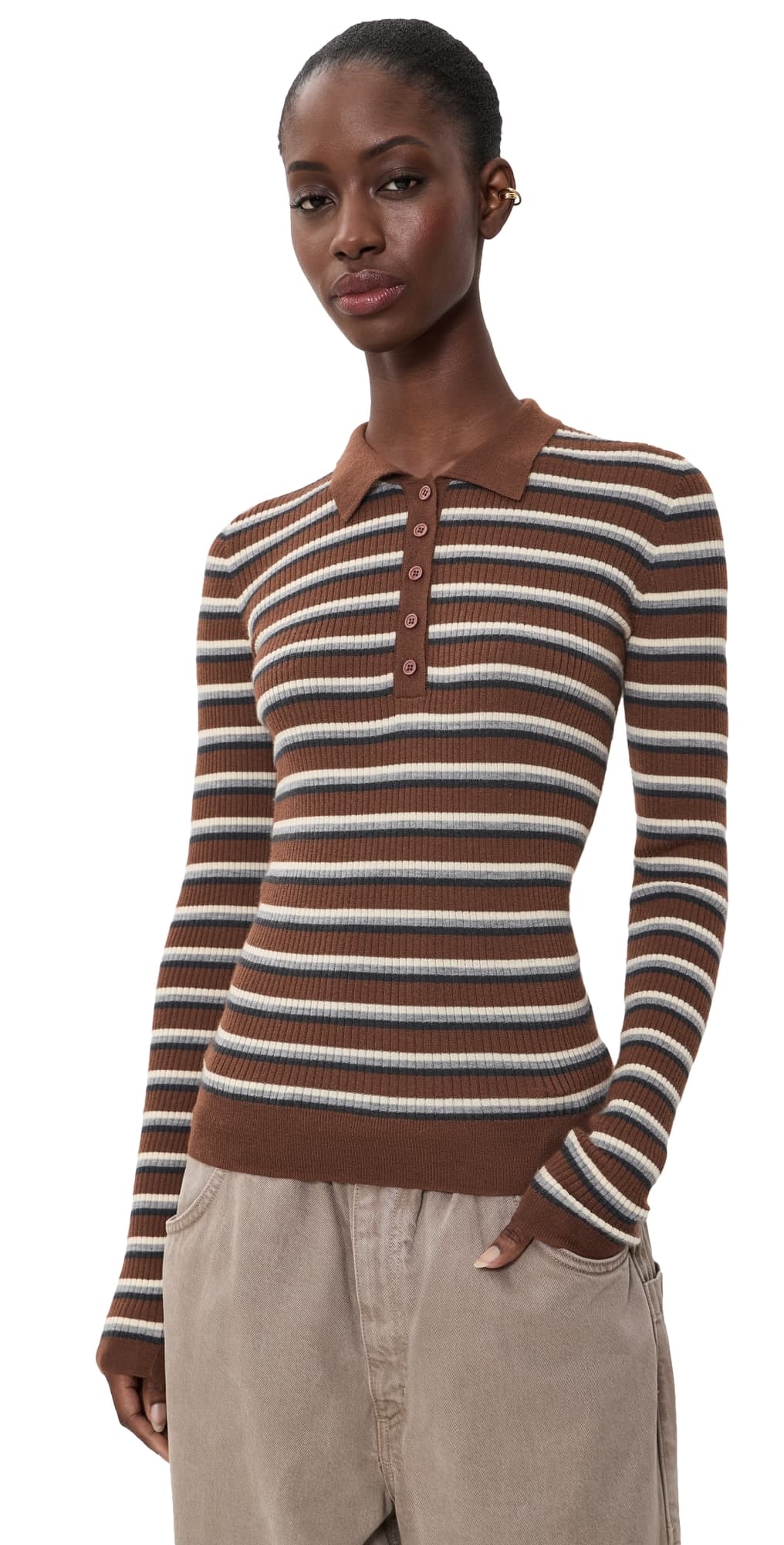Herskind Milo Cashmere Knit Polo Stripe