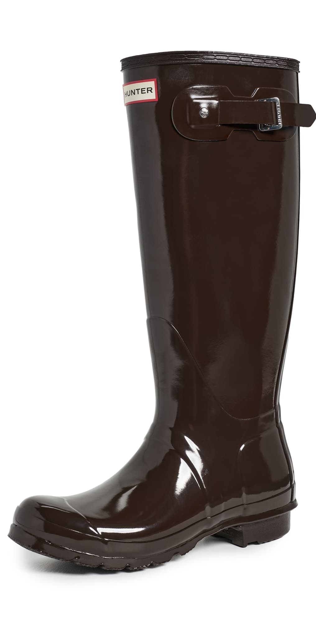 Hunter Boots Original Tall Gloss Rain Boots Dark Brown