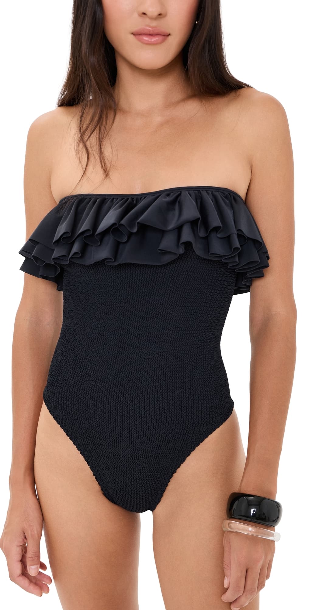 Hunza G Eloise Frill One Piece Black