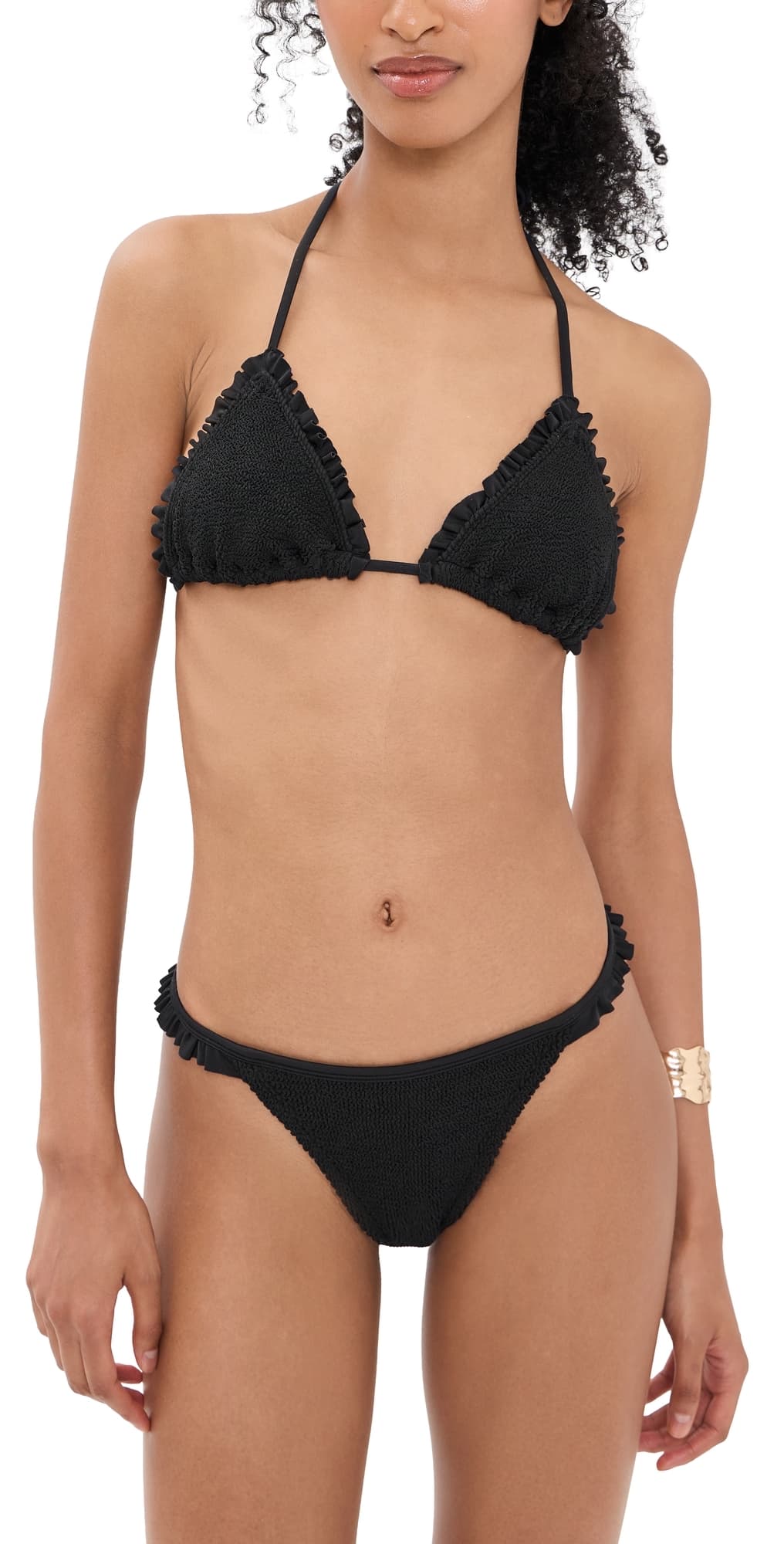 Hunza G Ruffle Tie Bikini Set Black · One Size
