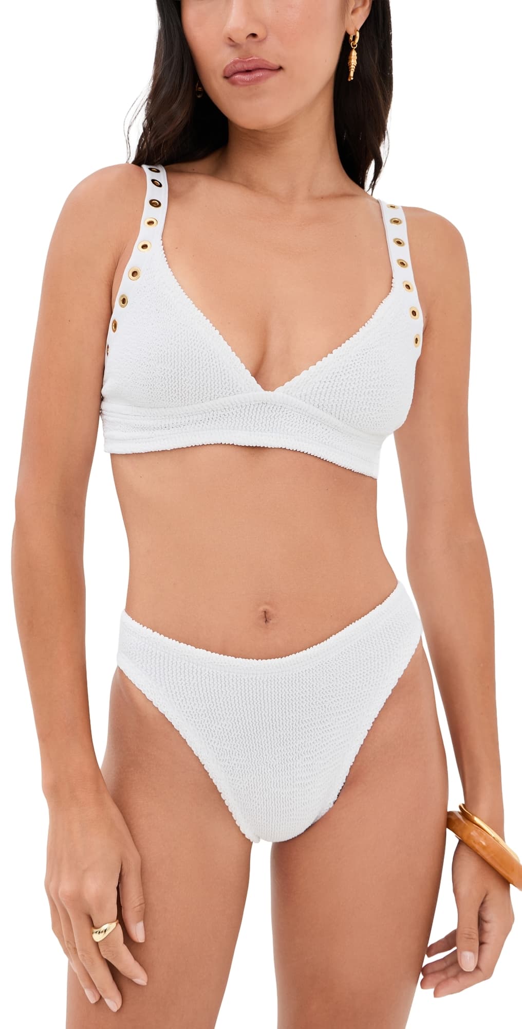 Hunza G Tessa Eyelet Bikini Set White