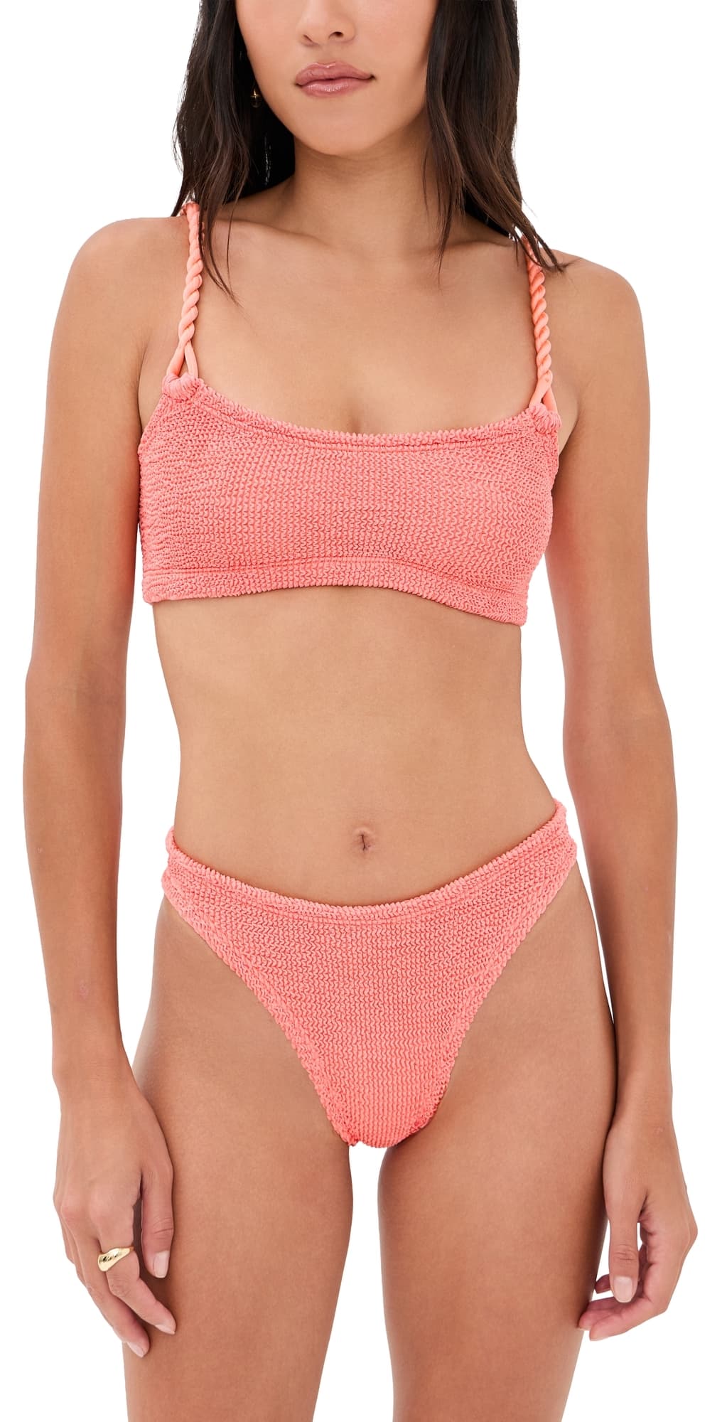 Hunza G Crinkle Bikini Set Metallic Coral · One Size