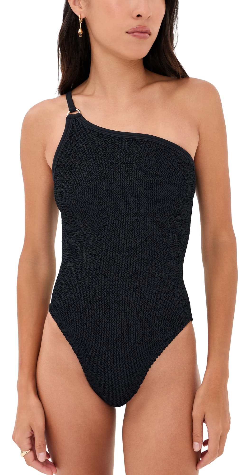 Hunza G One Shoulder One Piece Black