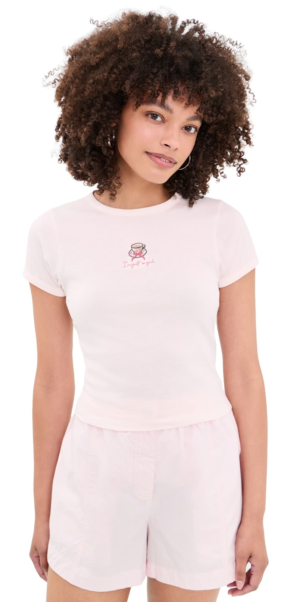 House of Sunny I'm Just A Girl Baby Tee Blush