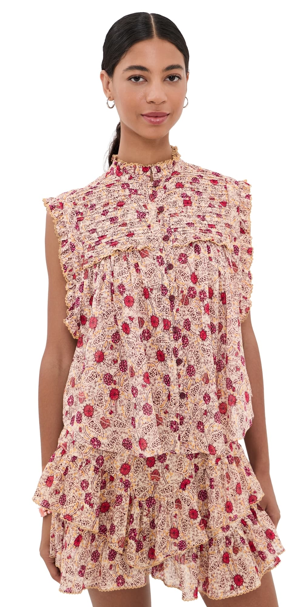Isabel Marant Étoile Dersia Top Ecru/Raspberry