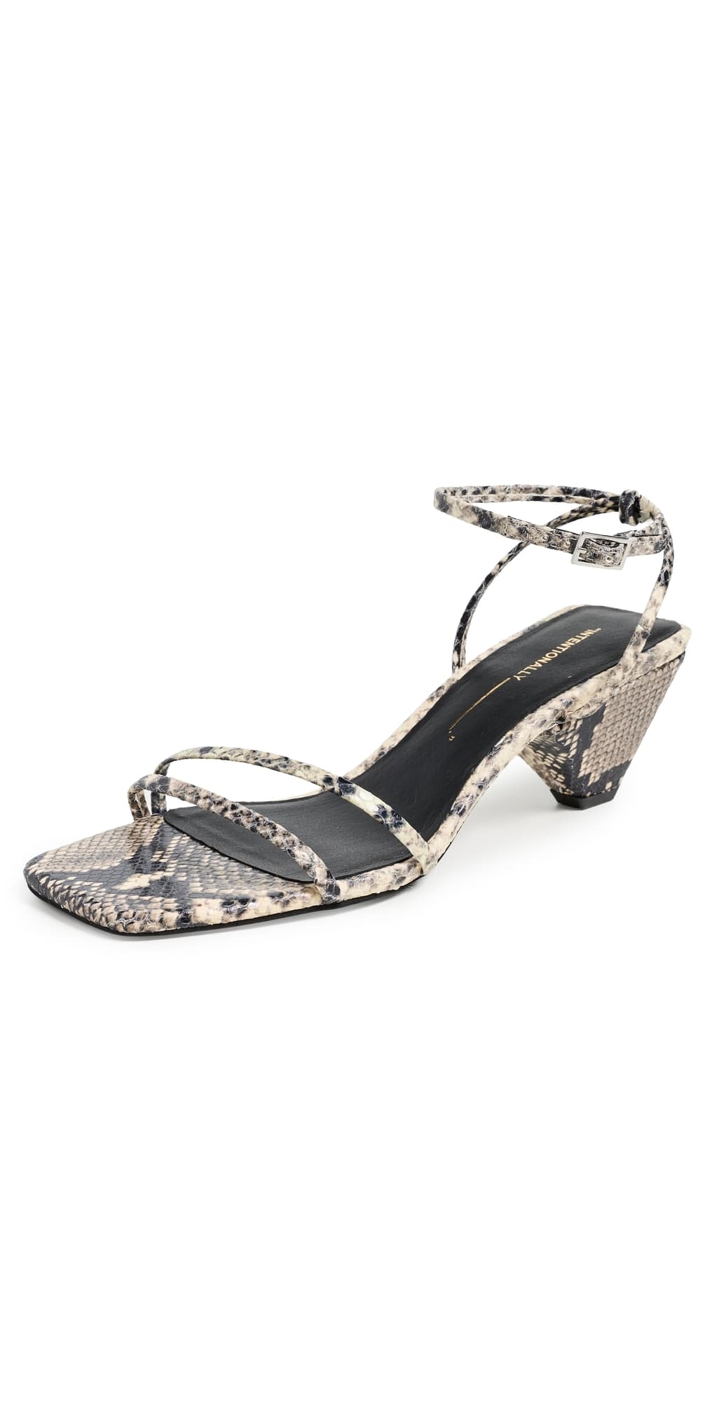 Intentionally Blank Pretty Please Strappy Heels Black White