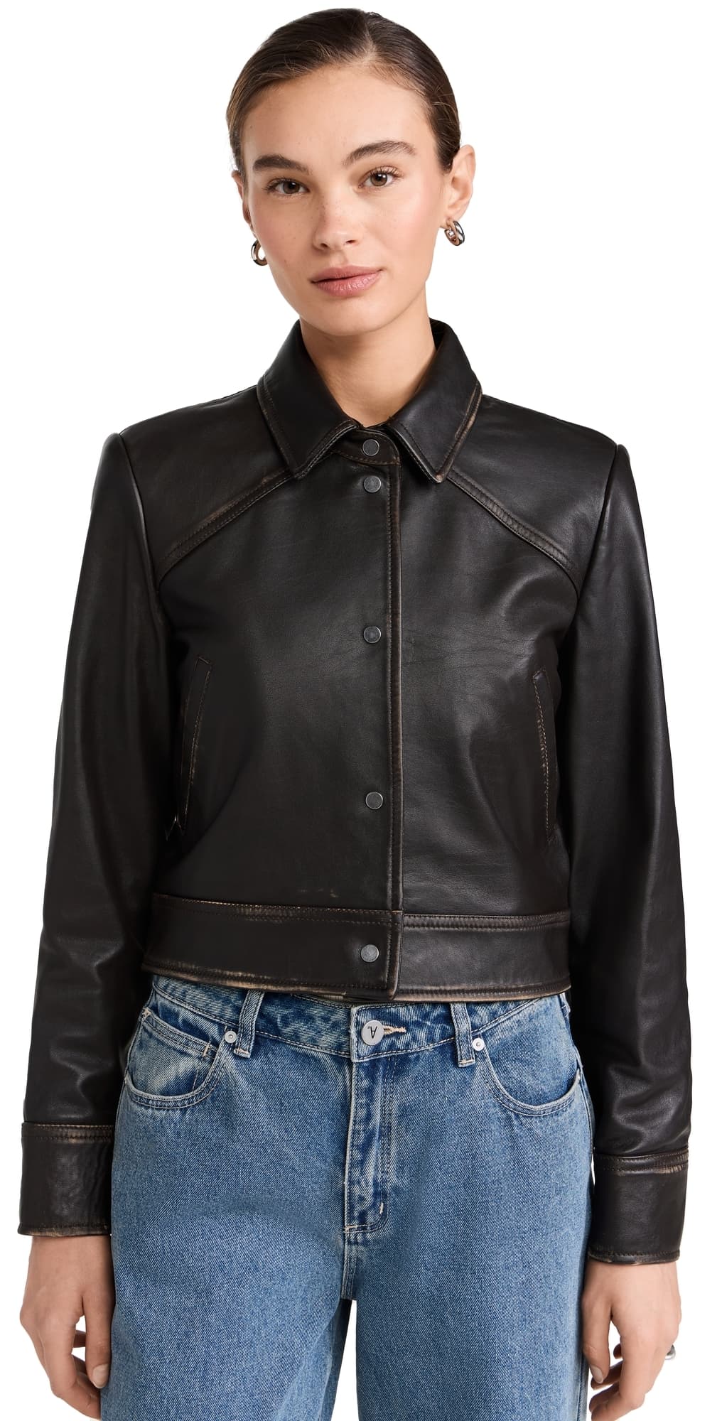 IRO Demet Leather Jacket Brown
