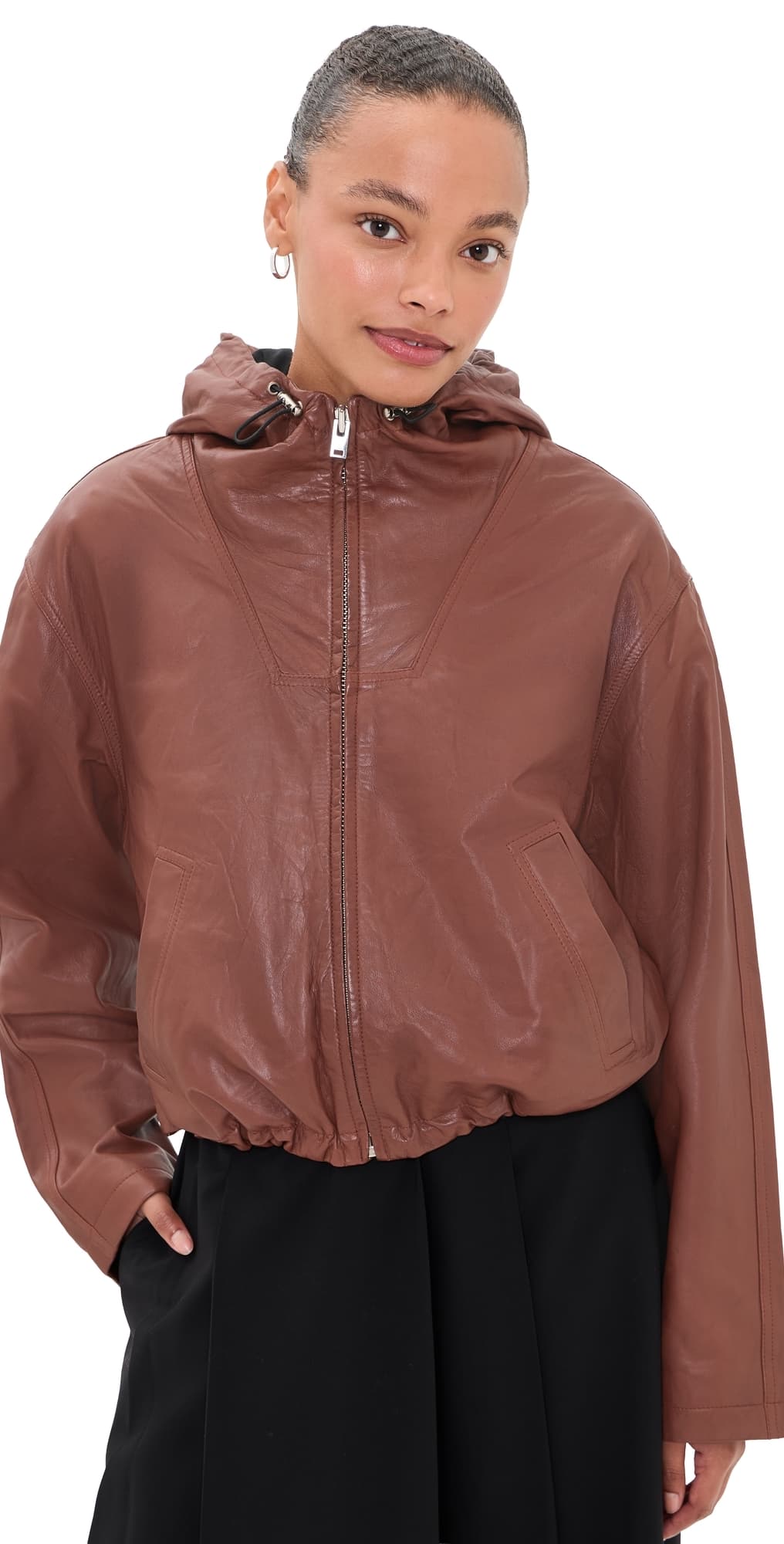 IRO Ranura Lambskin Leather Jacket Mahogany