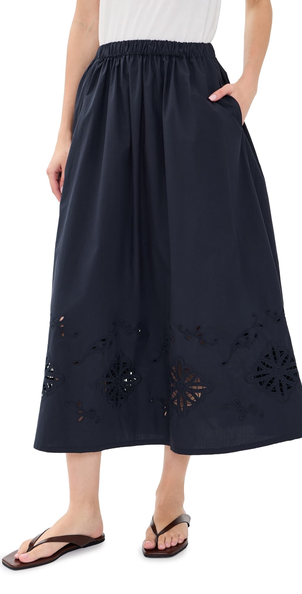Jenni Kayne Broderie Lauren Skirt Navy