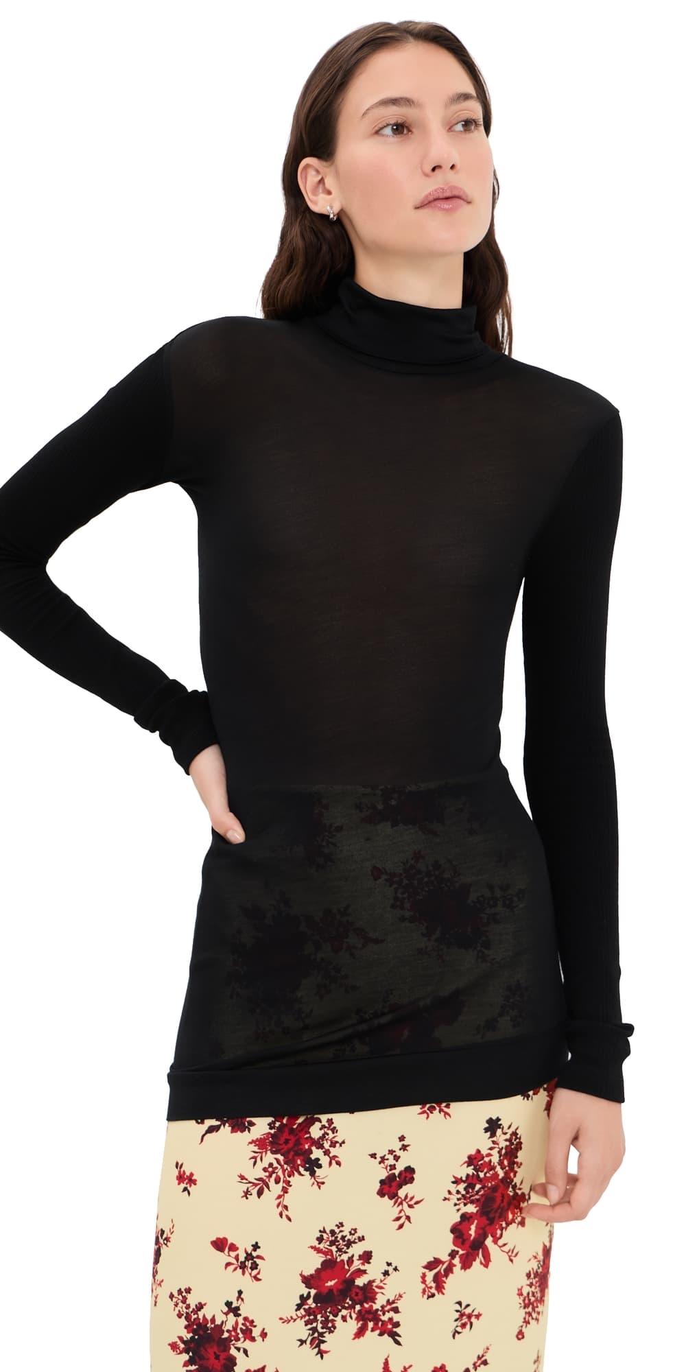 Jil Sander Long Sleeve Silk Top Black