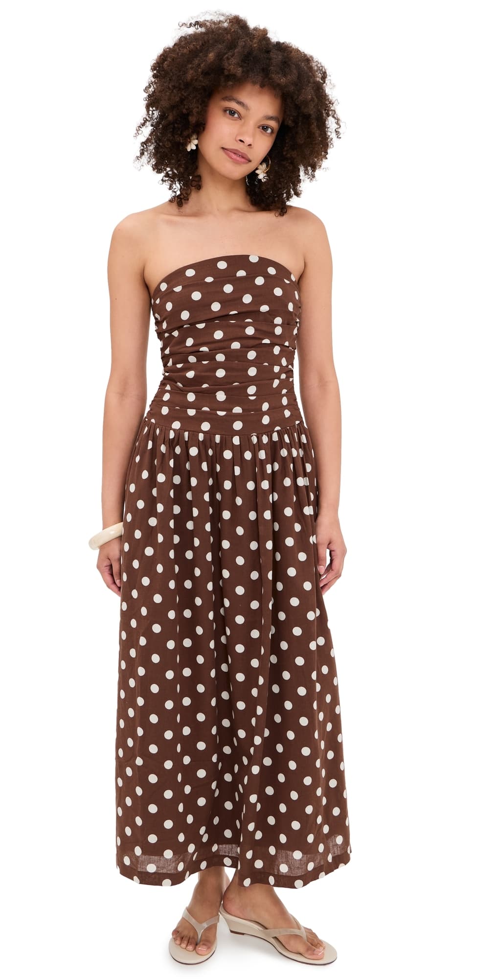 Joe's Jeans The Reina Linen Maxi Dress Chocolate/Ecru Dot