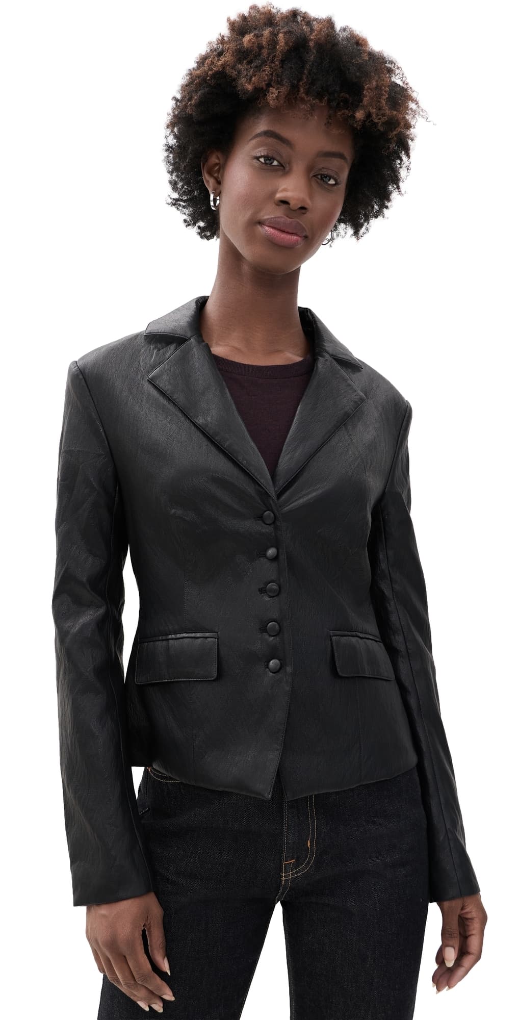 Joe's Jeans The Fitted Faux Leather Blazer Black