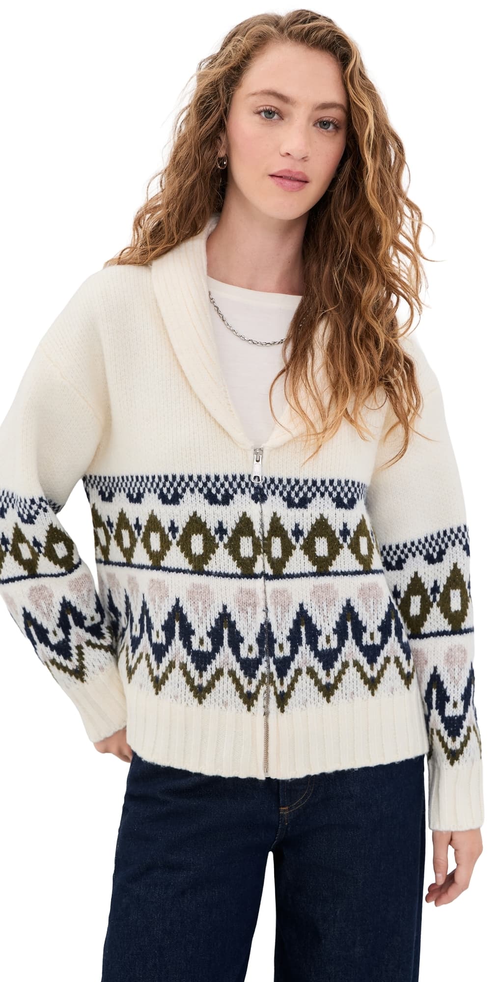Joe's Jeans The Inga Fair Isle Cardigan Ecru Multi Fair Isle