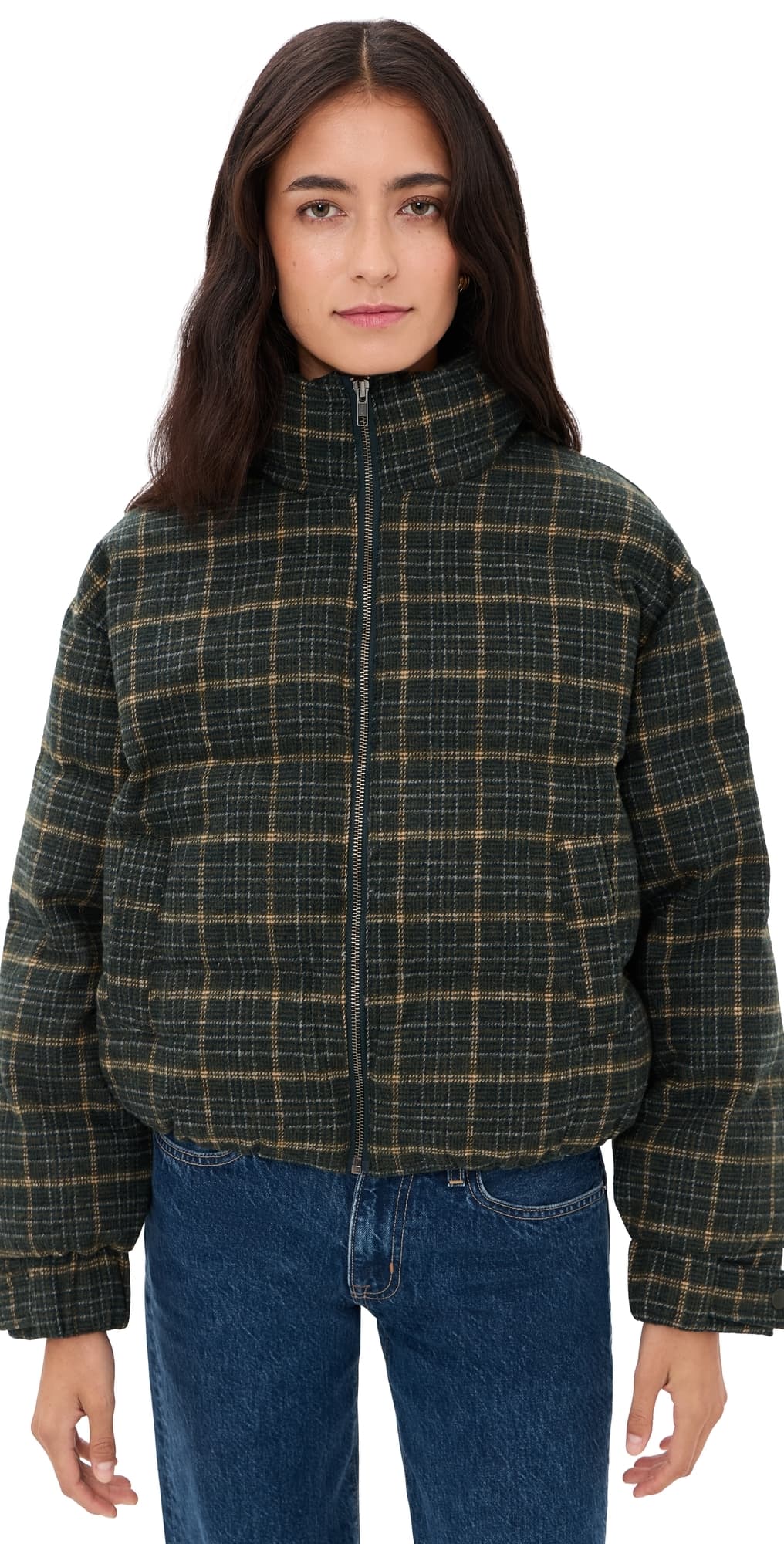 Joe's Jeans The Bruna Brushed Puffer Jacket Moss Multi Plaid