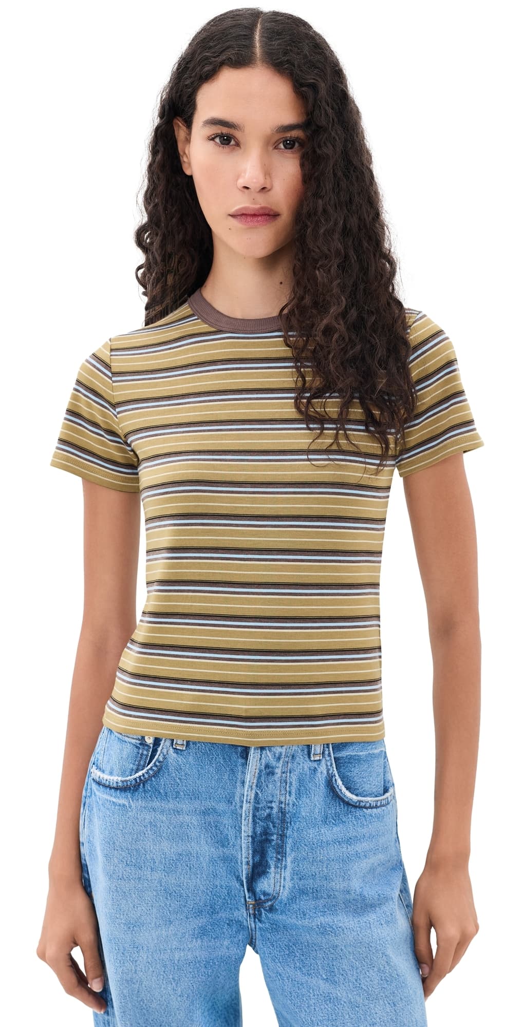 Joe's Jeans The Baby Tee Camel Multi Stripe