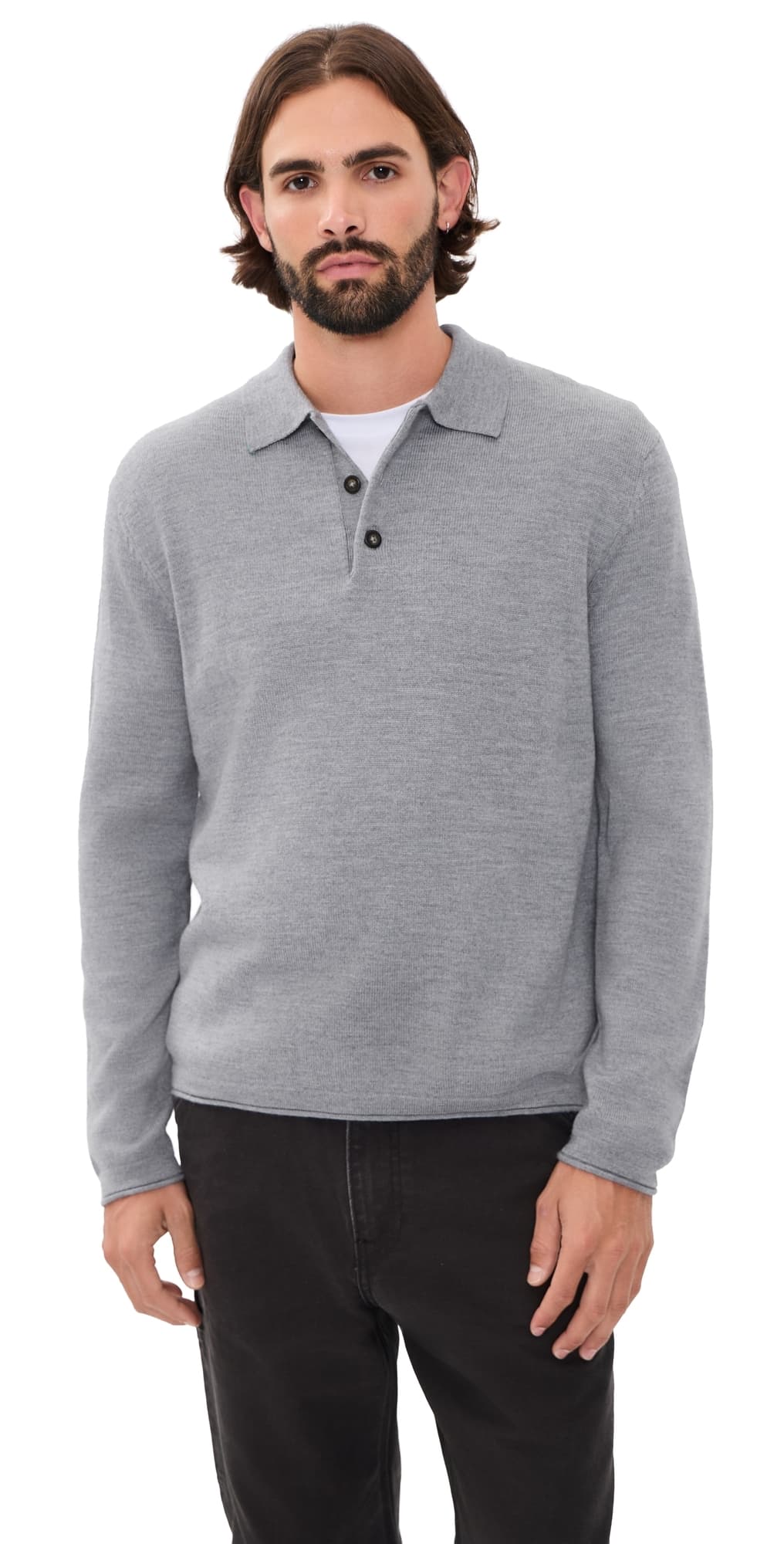 Joe's Jeans Merino Polo Sweater Heather Grey