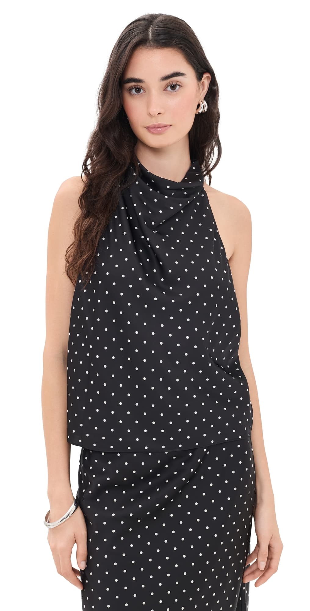 Joe's Jeans The Ines Draped Halter Black Polka Dot